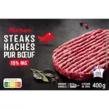AUCHAN Steak haché pur boeuf 15%mg