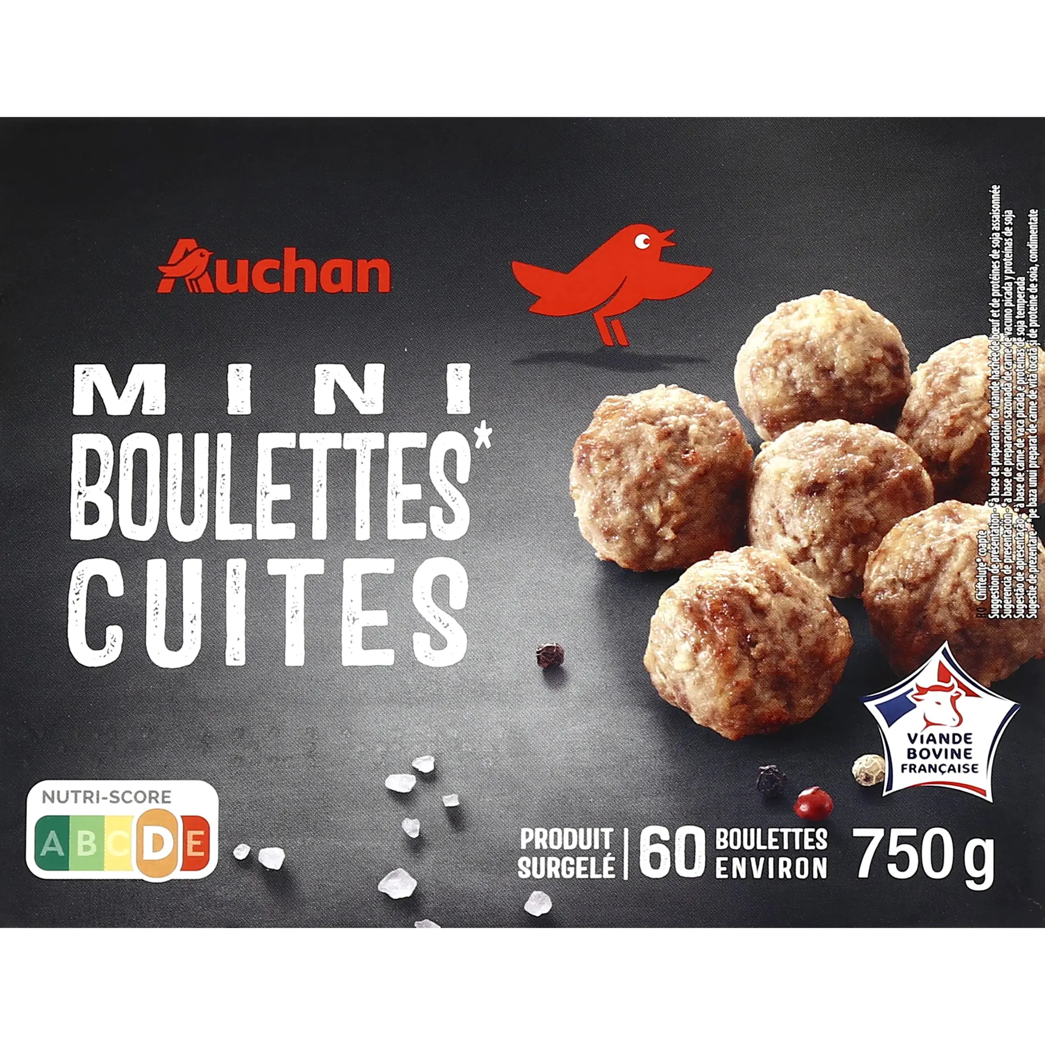 AUCHAN Mini boulettes de boeuf cuites