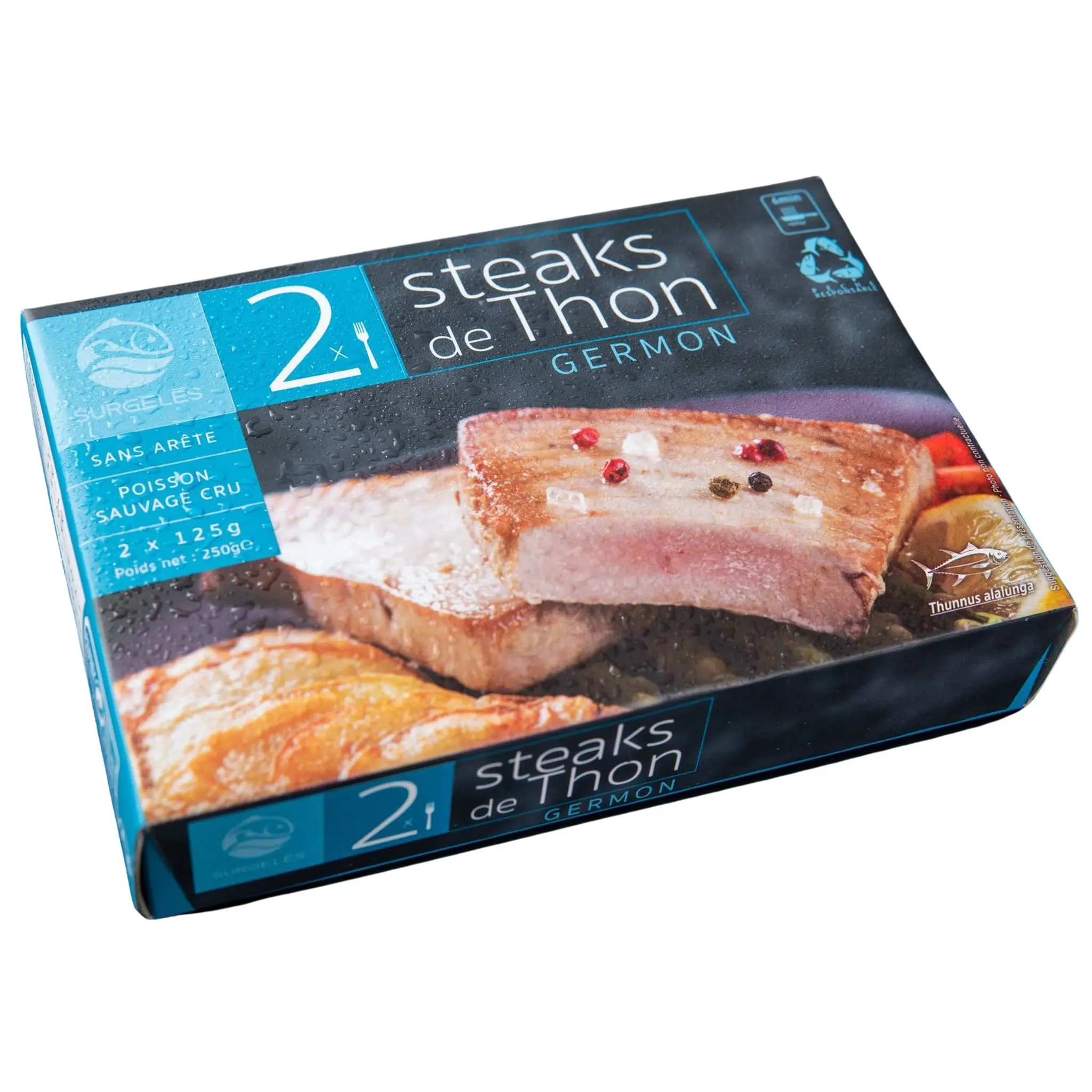 Steak de thon germon sans arête poisson sauvage cru