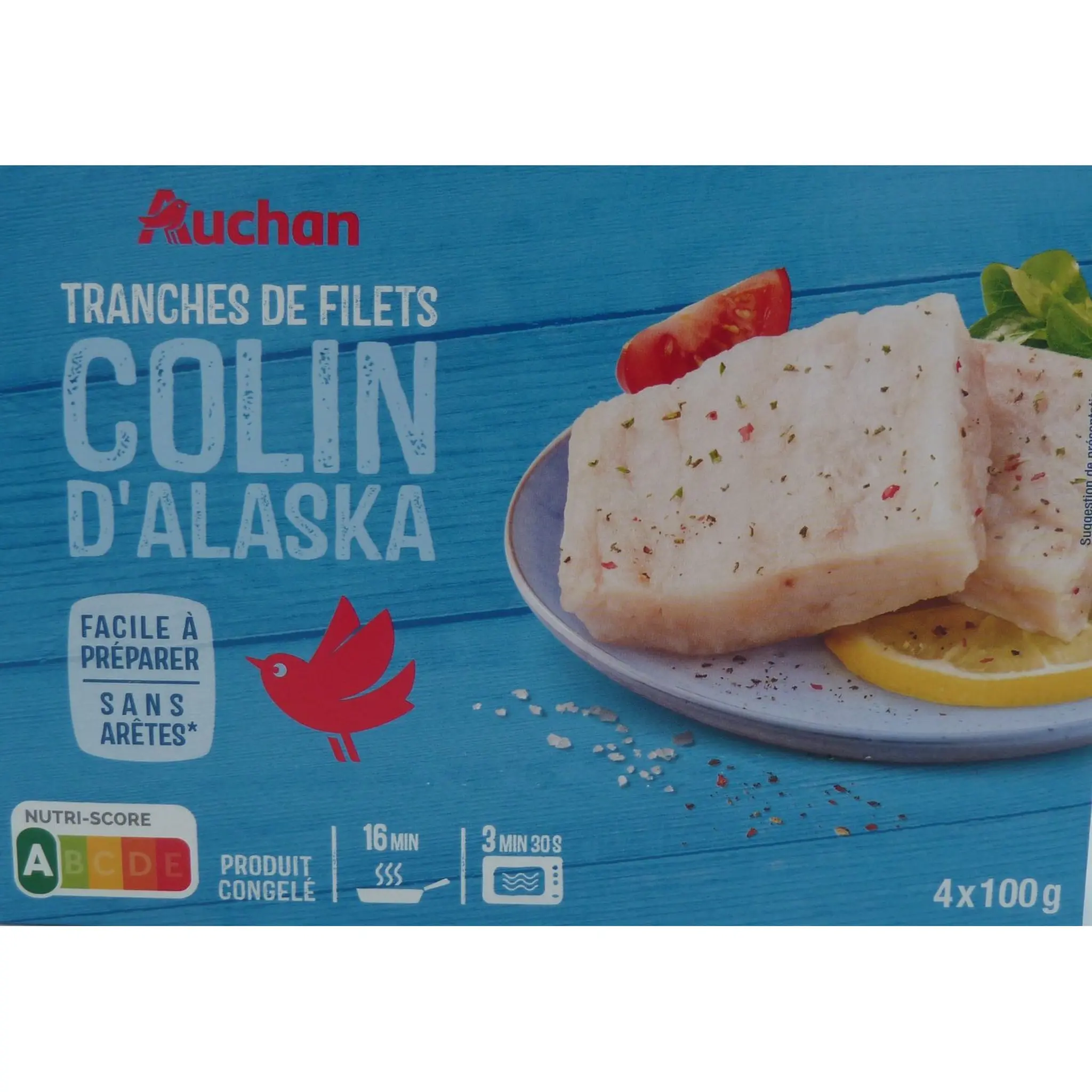 AUCHAN Tranches de filets de colin d Alaska