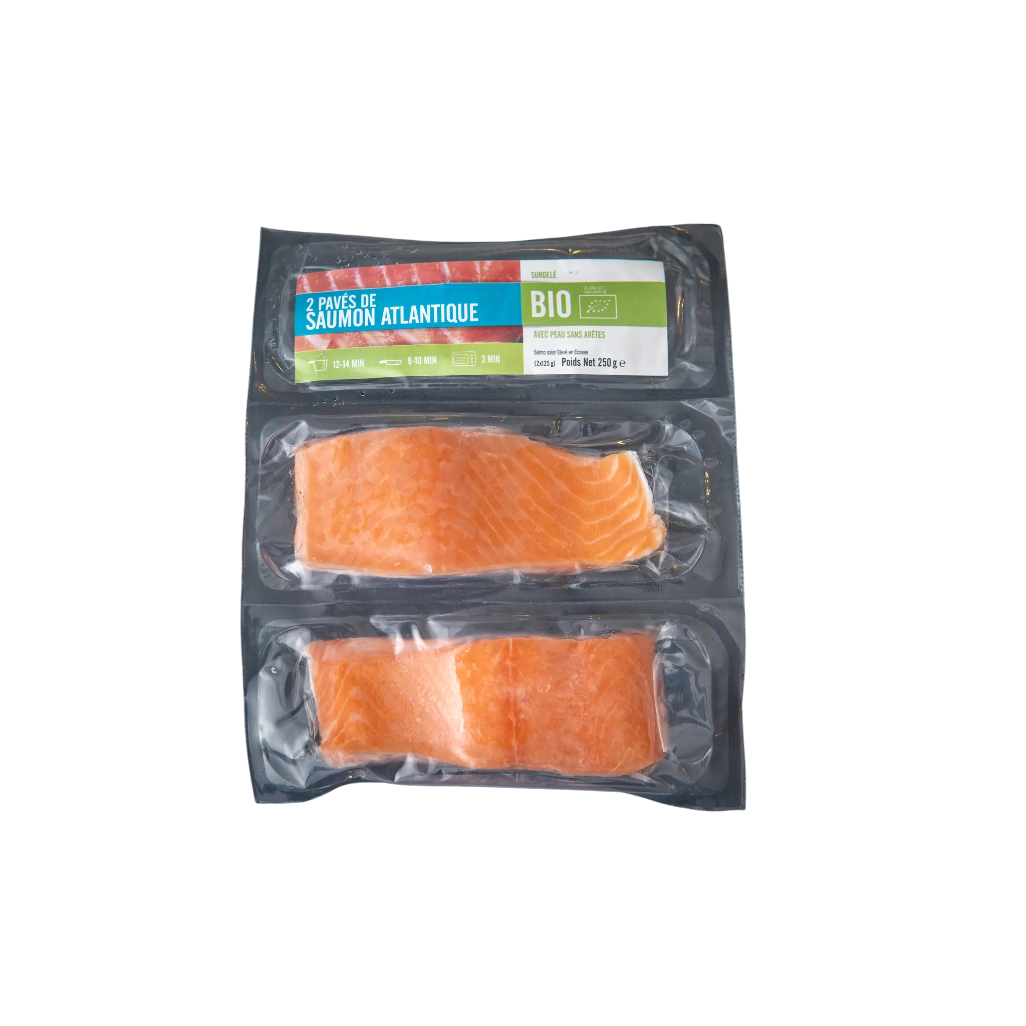 Pavés de saumon bio Atlantique avec peau sans arêtes