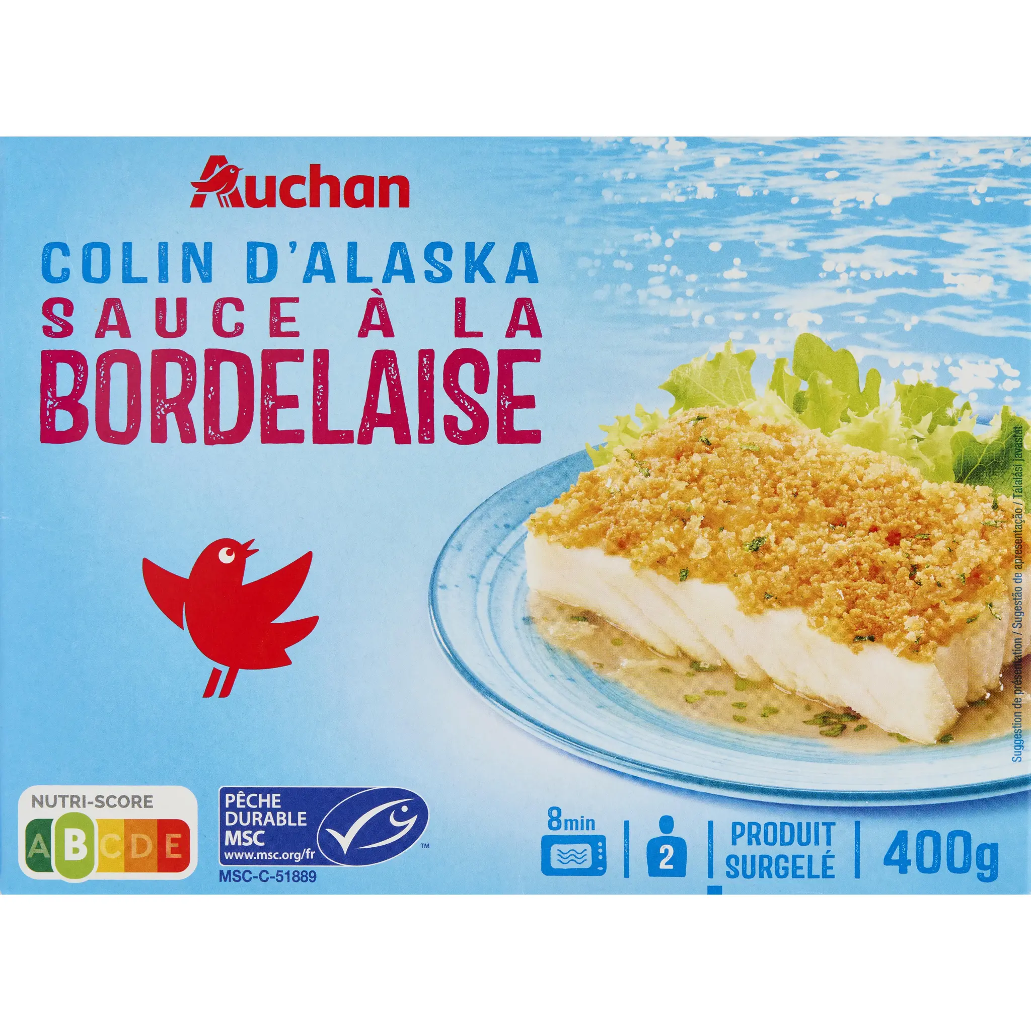AUCHAN Colin d'Alaska sauce à la Bordelaise MSC
