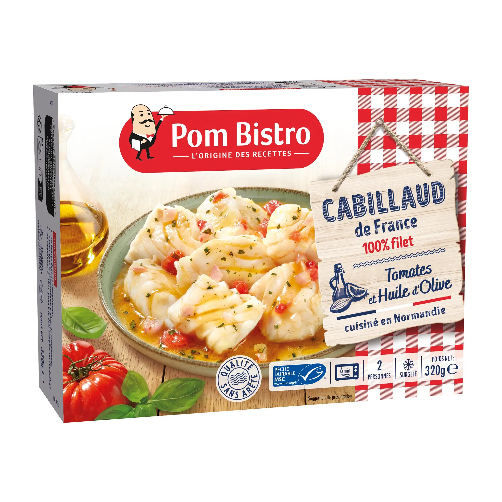 POM BISTRO Cabillaud de France 100% filet tomates et huile d'olive