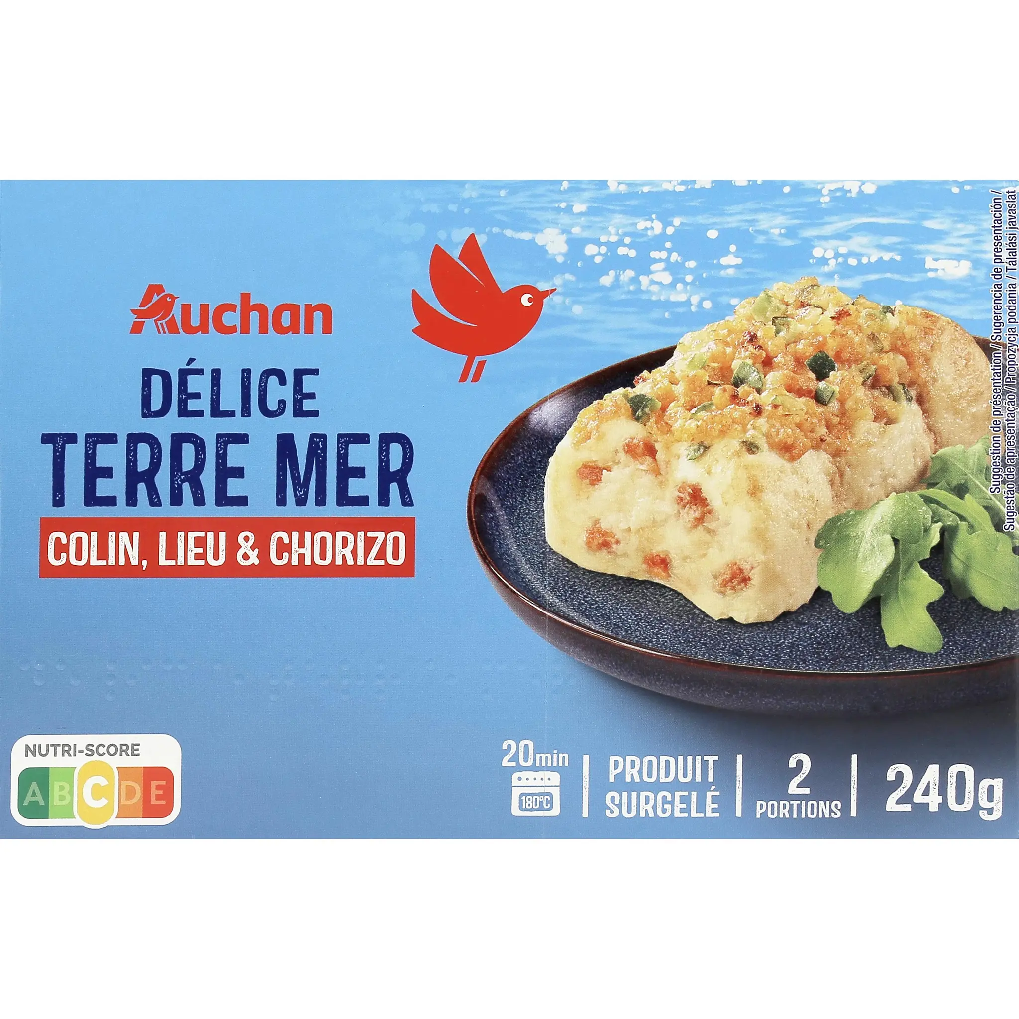 AUCHAN Délice terre mer poissons chorizo