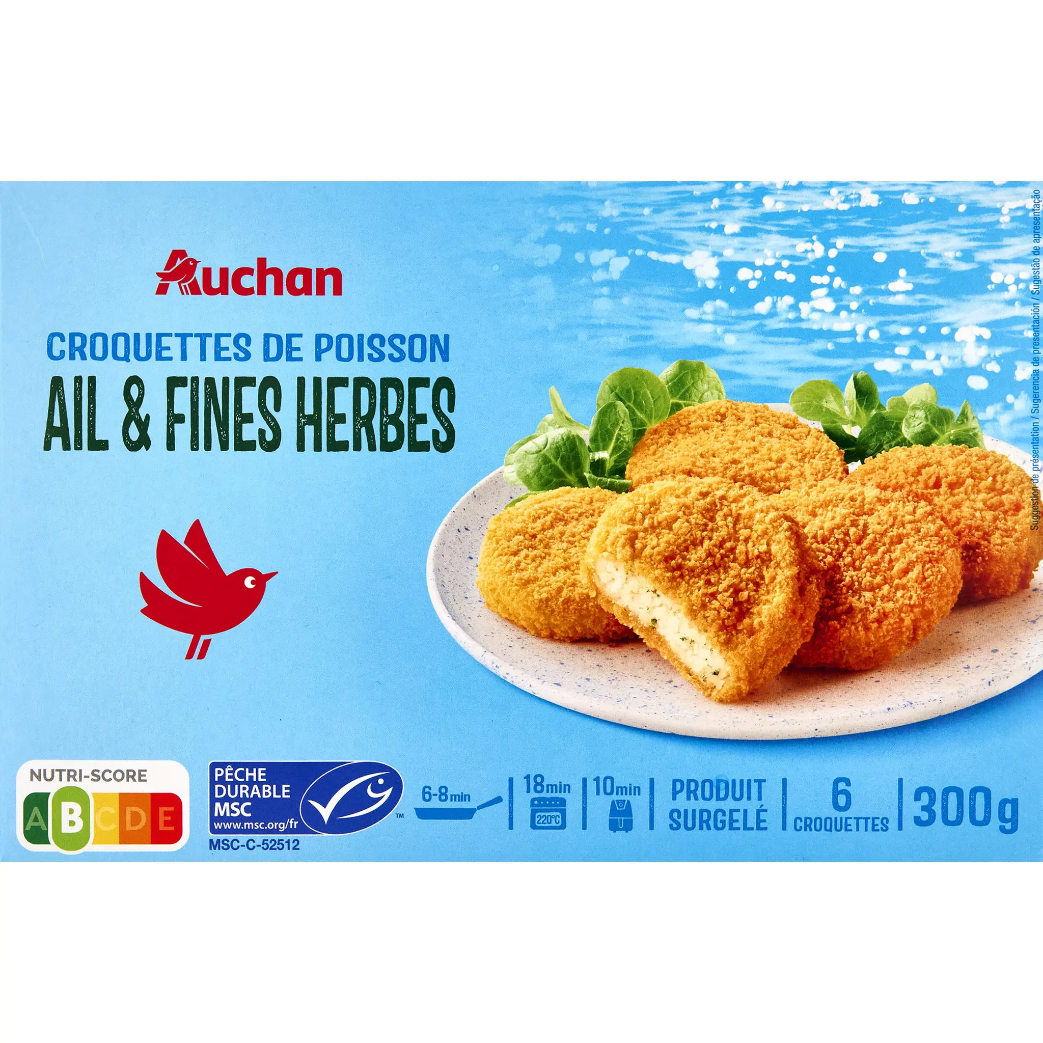 AUCHAN Croquettes de poisson ail et fines herbes