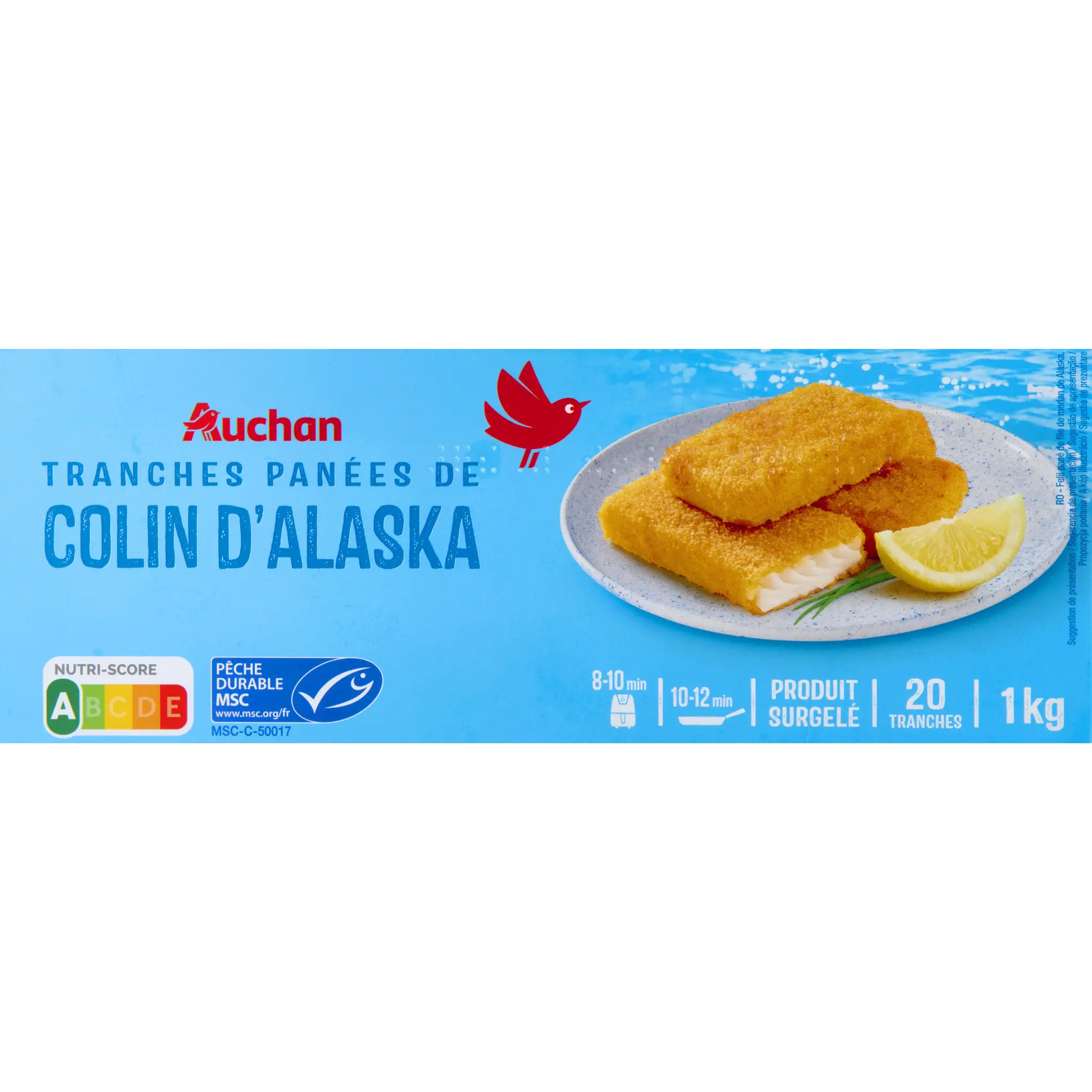 AUCHAN Tranches panées de colin d'Alaska MSC