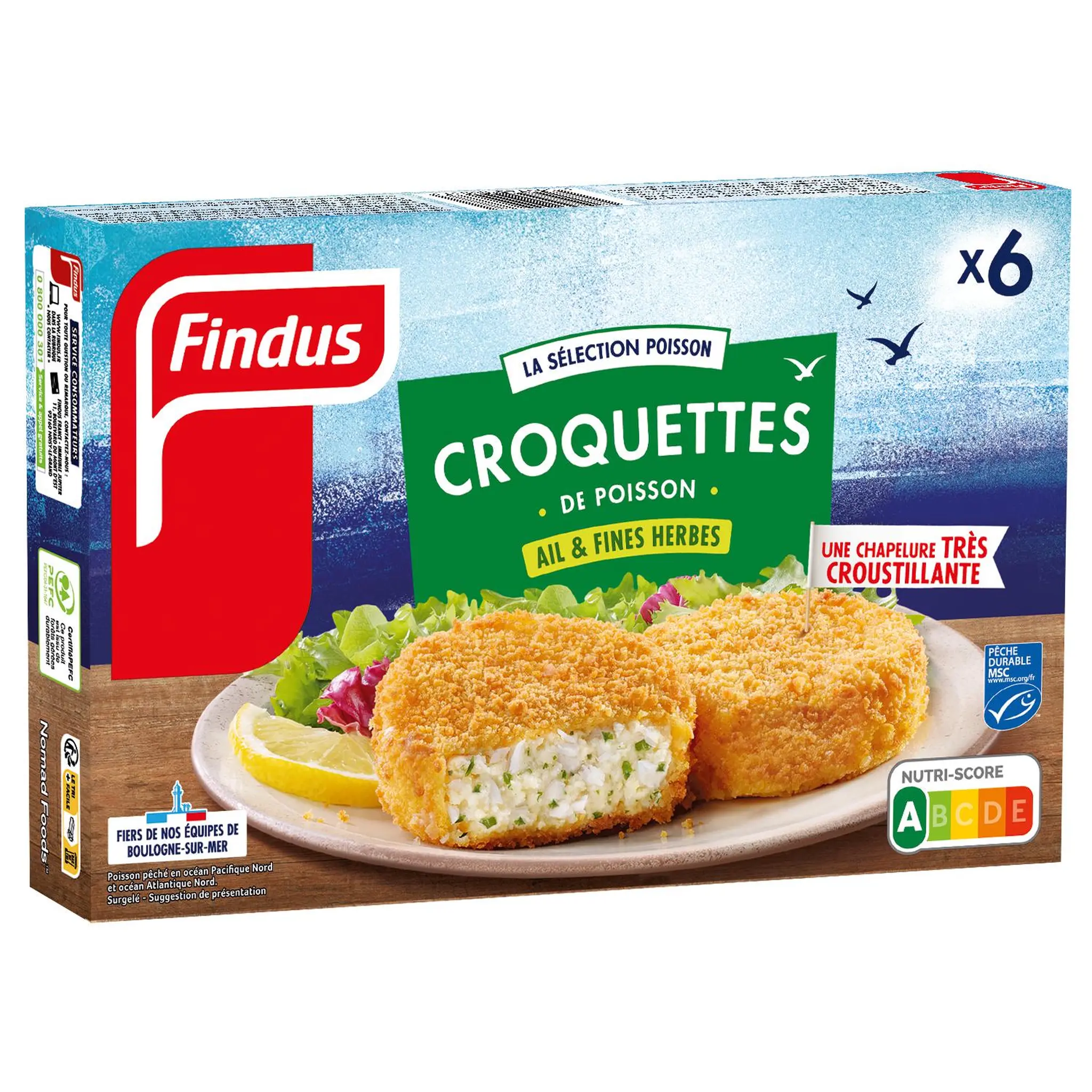 FINDUS Croquettes de poisson MSC ail et fines herbes