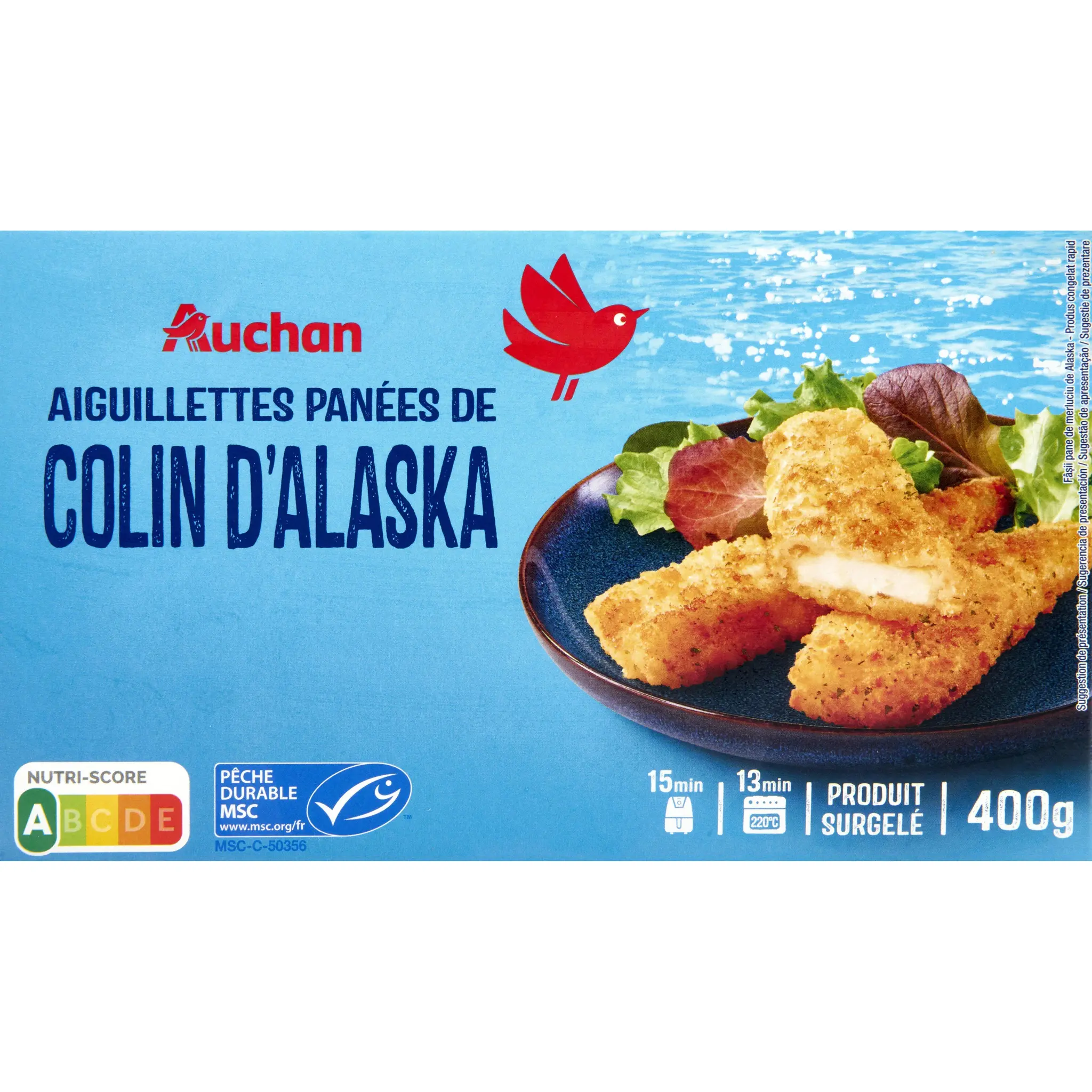 AUCHAN Aiguillettes panées de colin d'Alaska