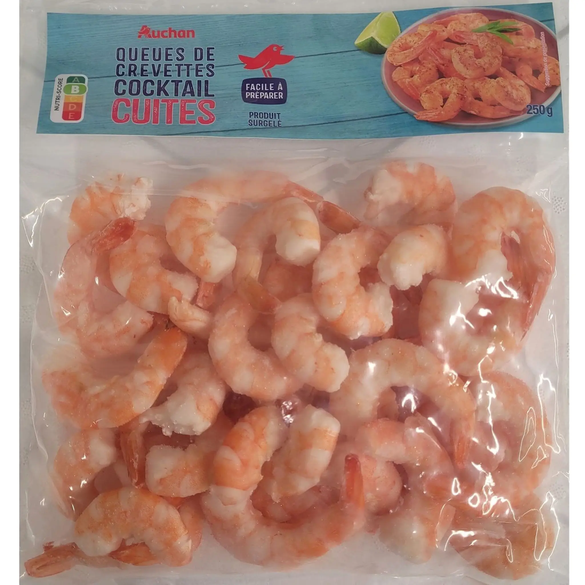 AUCHAN Queues de crevettes cocktail cuites