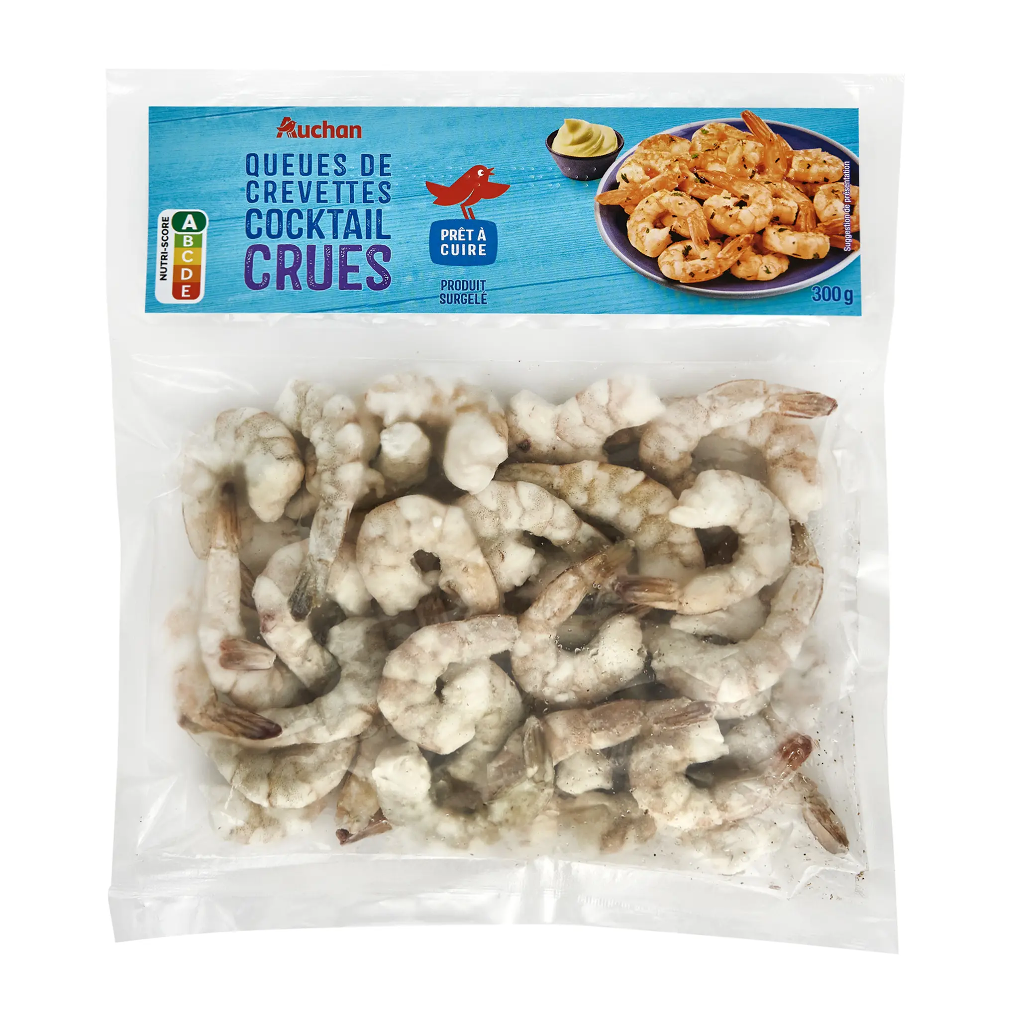 AUCHAN Queues de crevettes cocktail crues