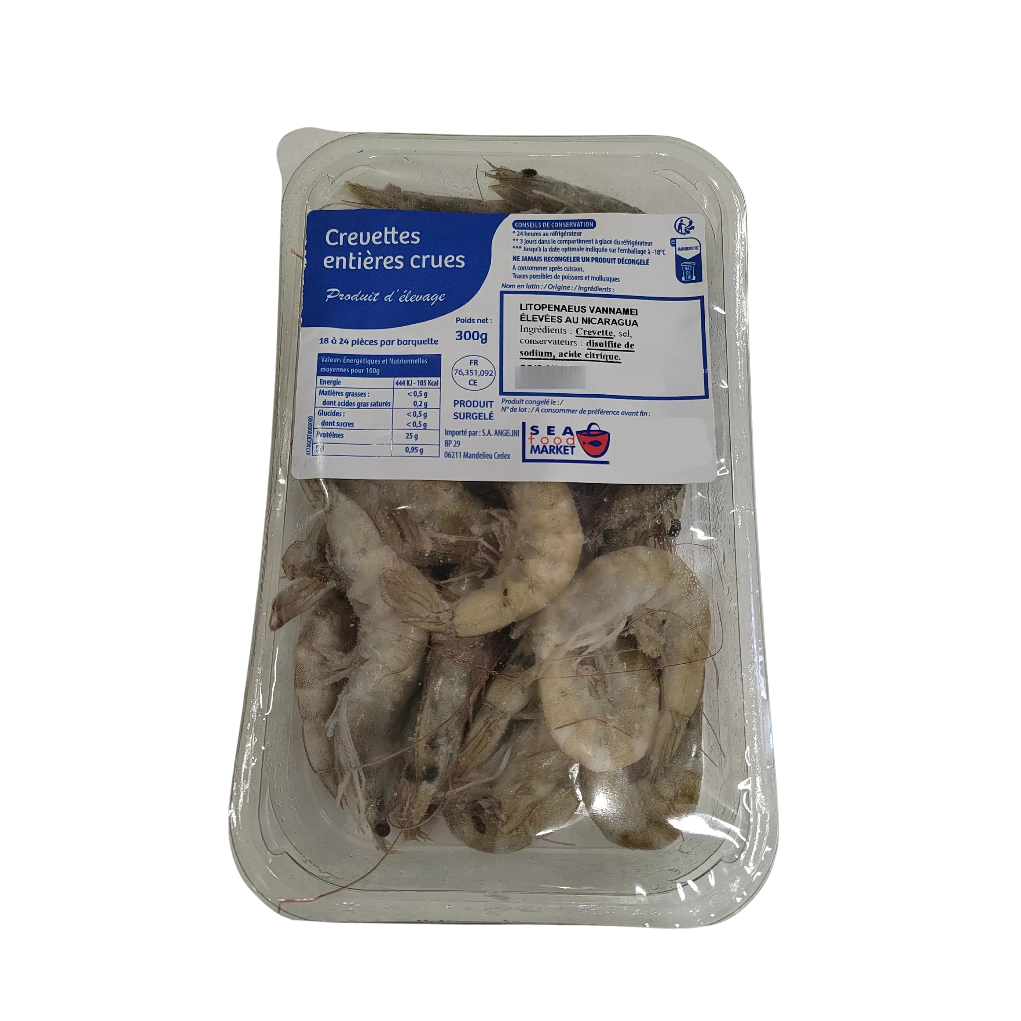 Crevettes entières crues