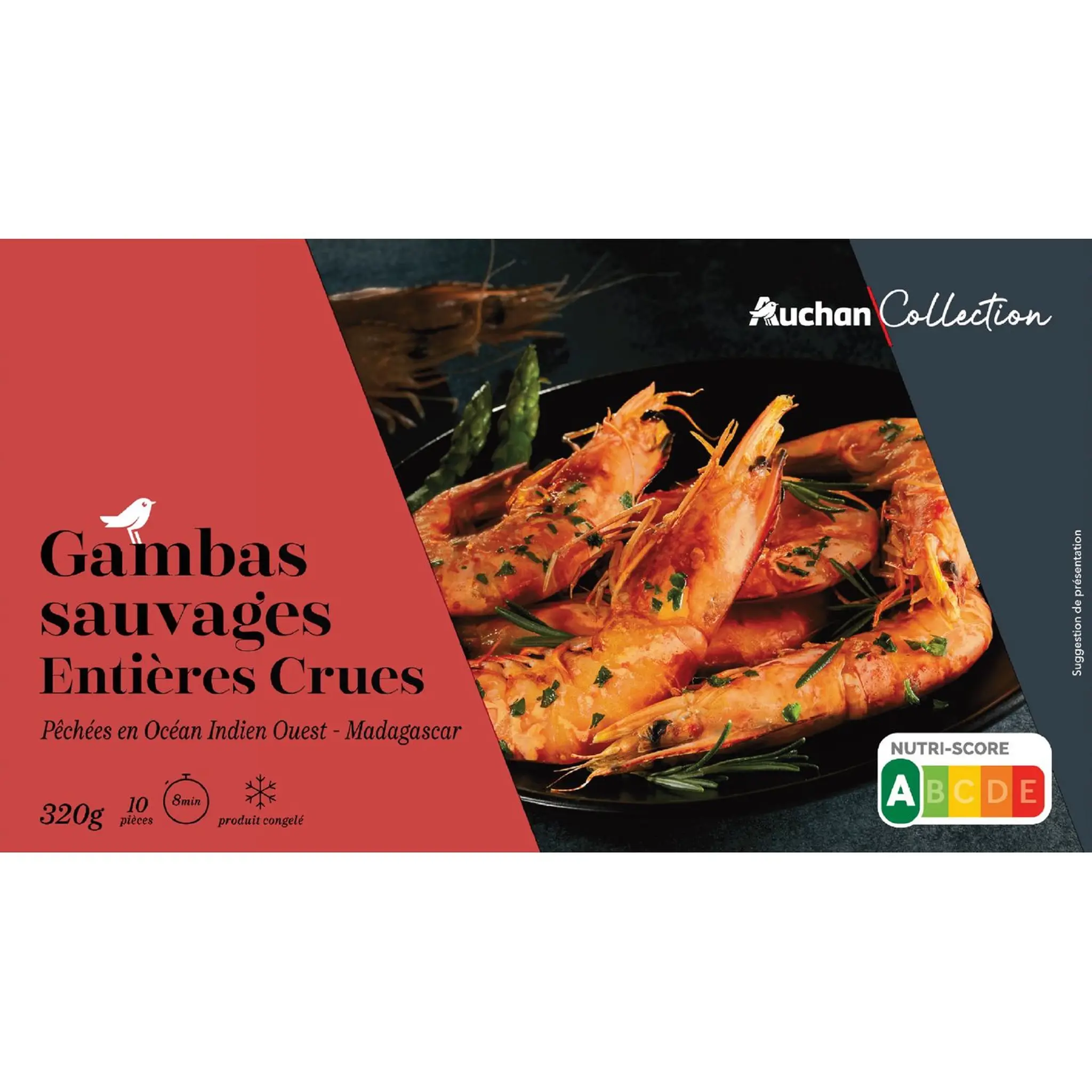 AUCHAN COLLECTION Gambas sauvages entières crues