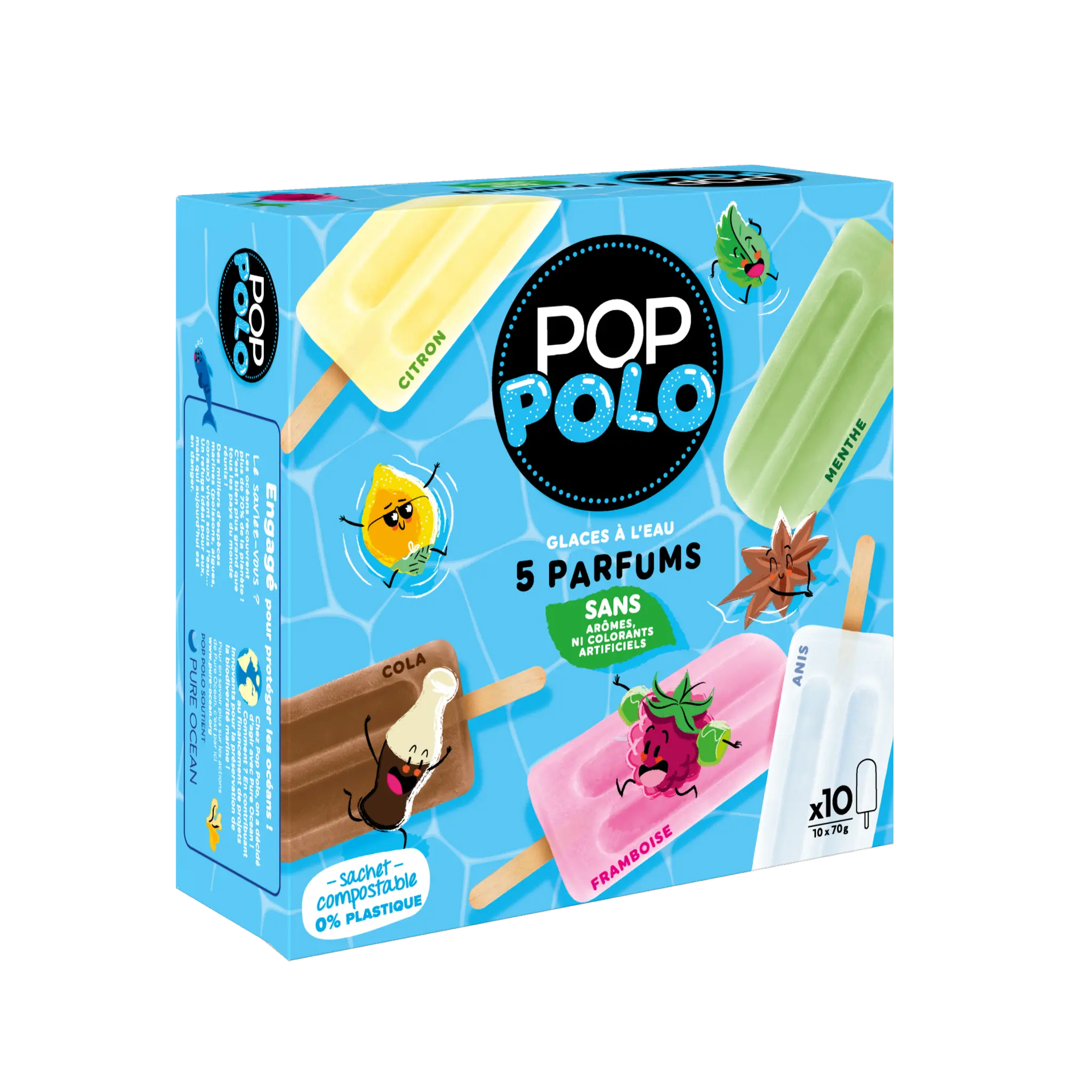 POP POLO Glaces a l'eau 5 parfums