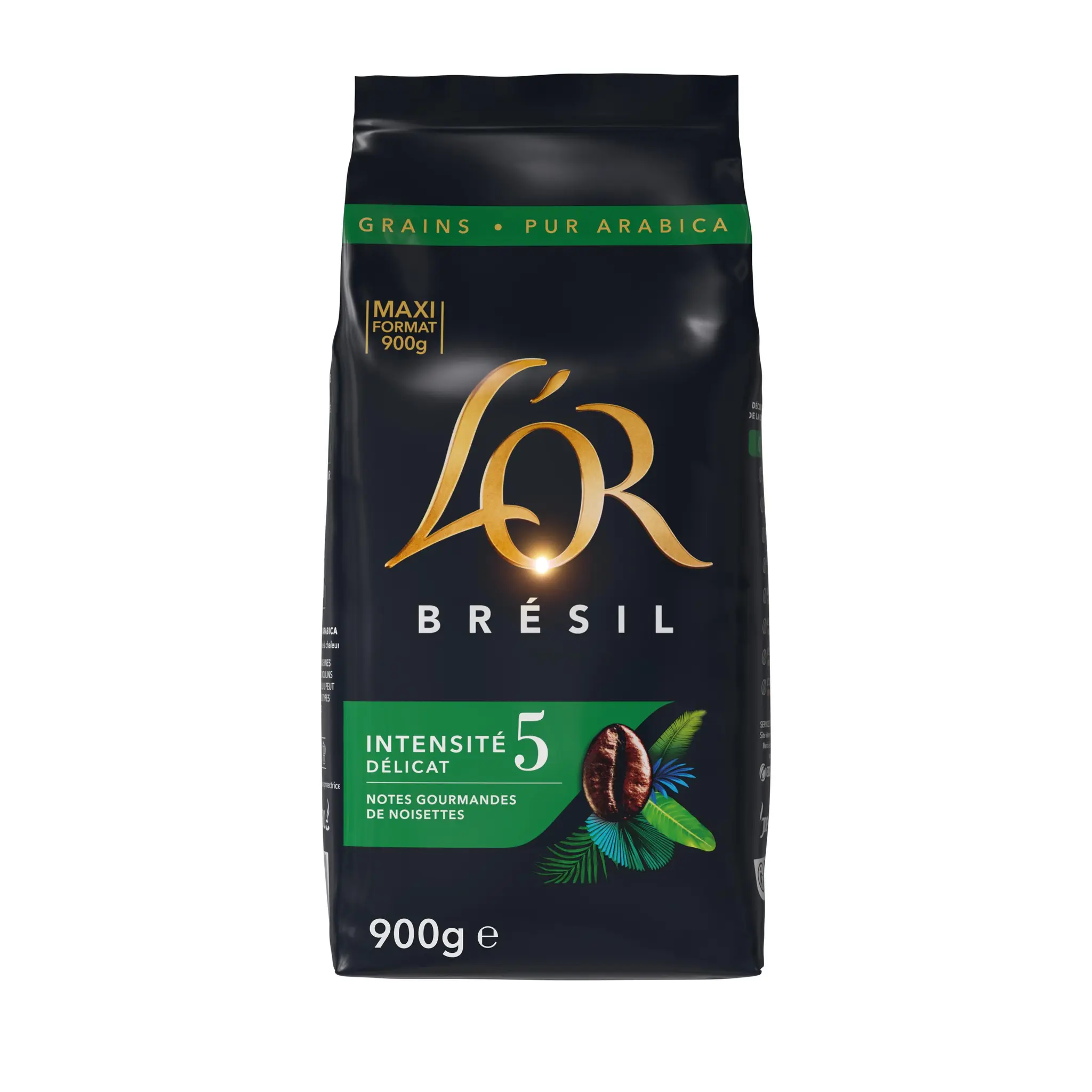 L'OR Café en grains Brésil aux notes de noisettes Intensité 5