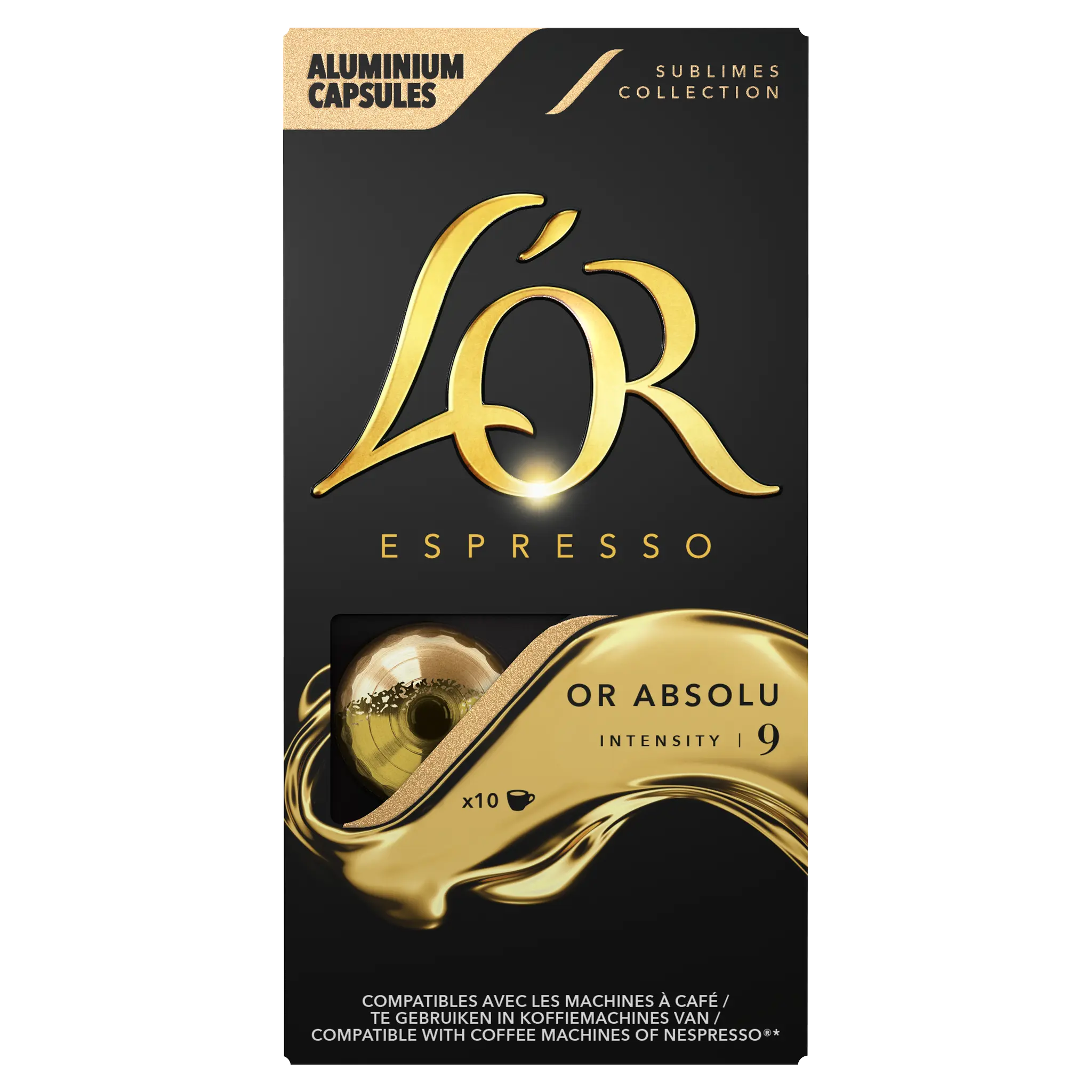 L'OR Espresso Capsules de café or absolu intensité 9 compatibles Nespresso