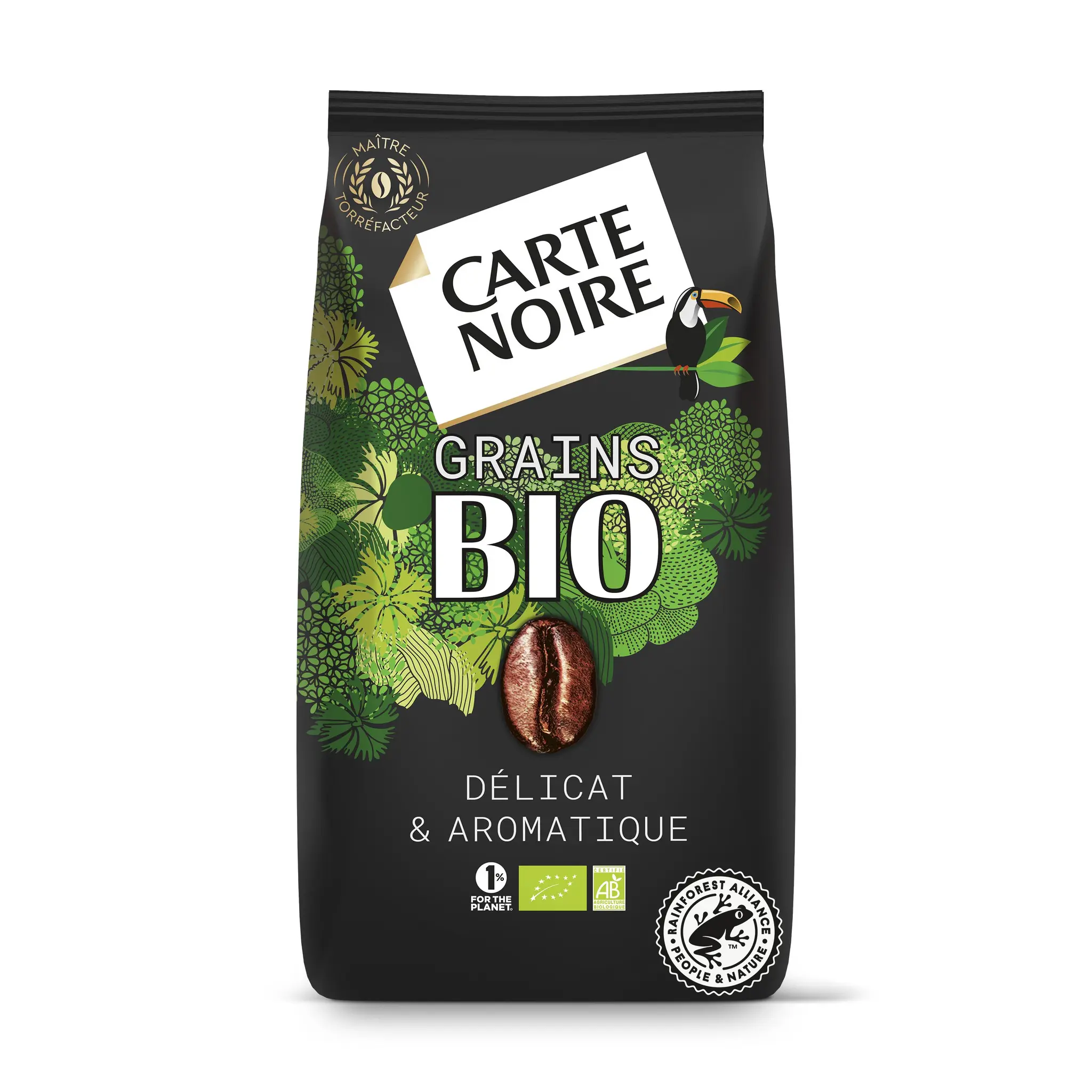 CARTE NOIRE Café en grains bio pur arabica délicat et aromatique