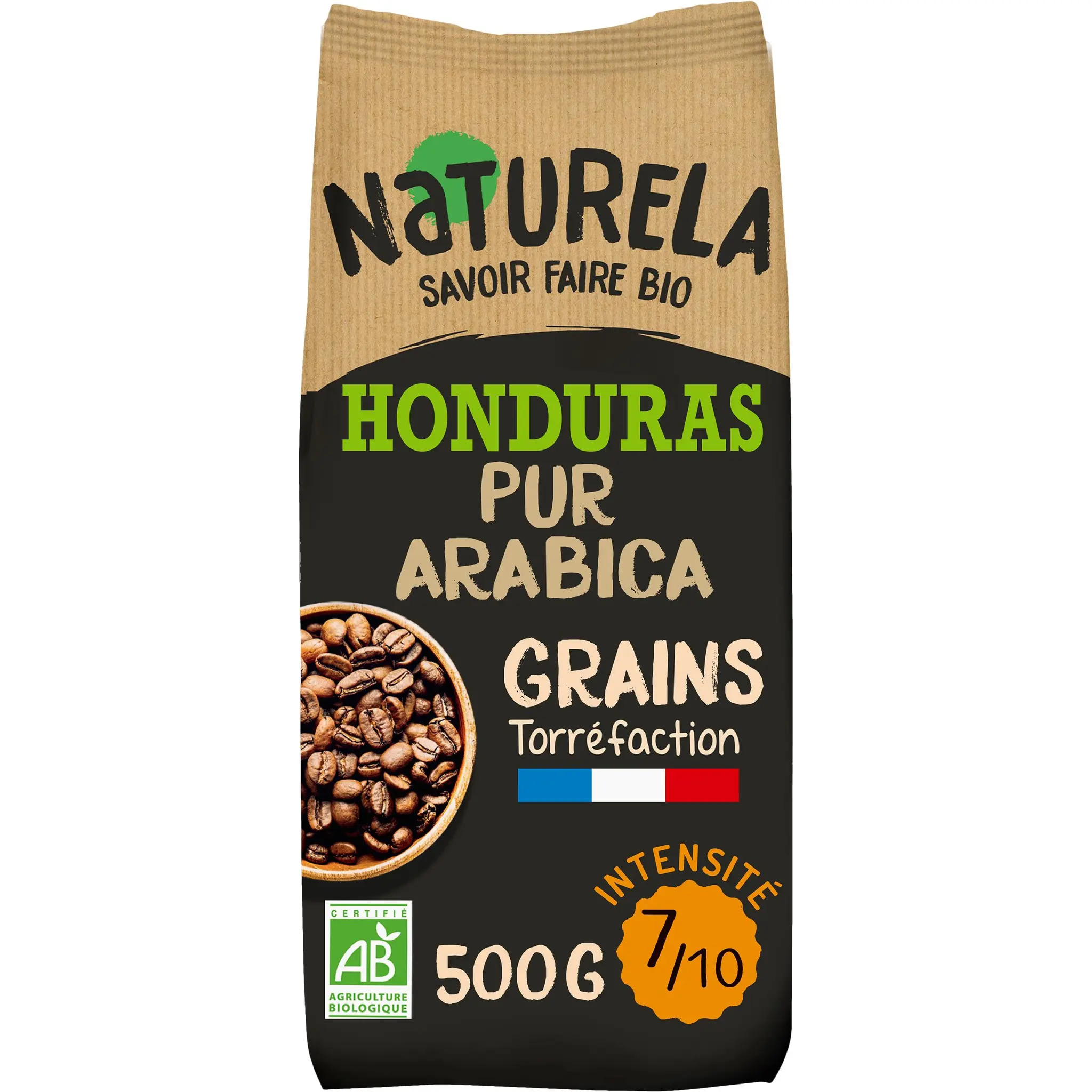 NATURELA Café bio en grains Honduras pur arabica intensité 8