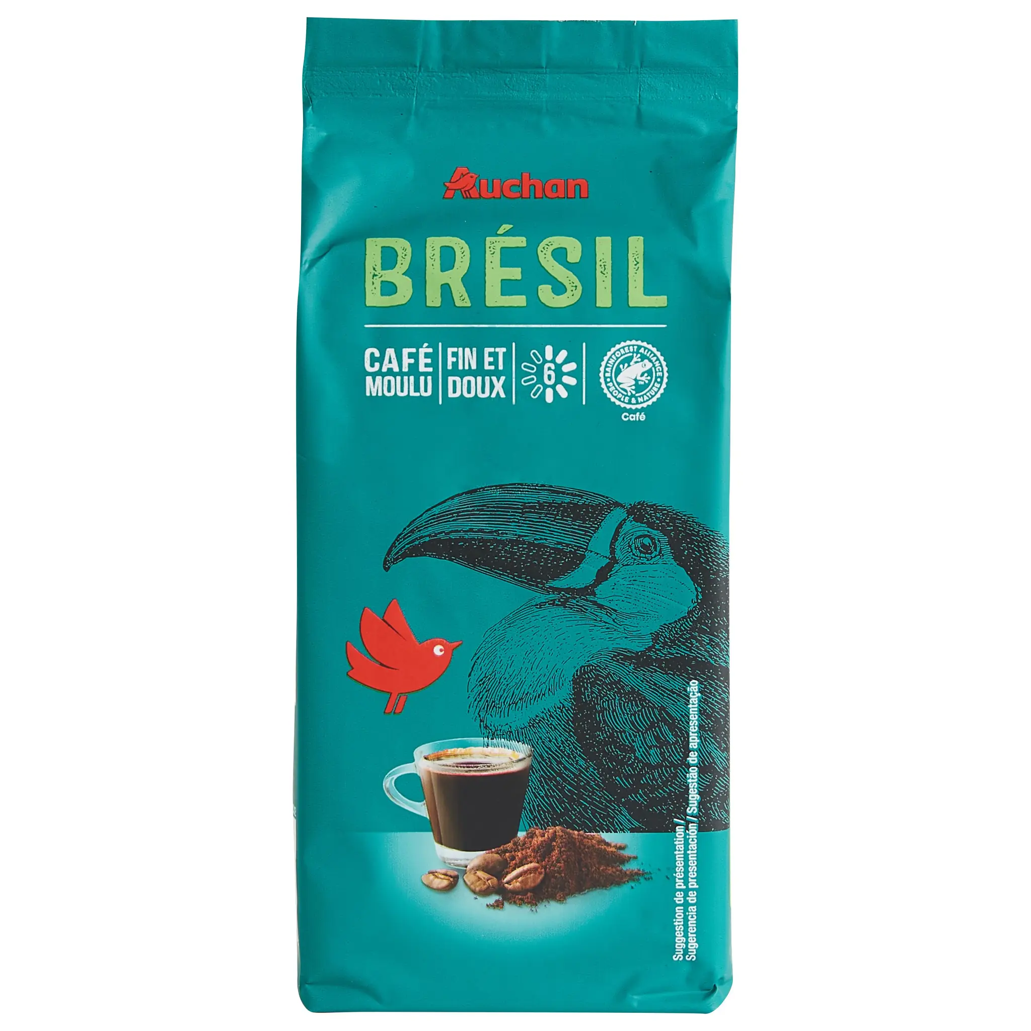 AUCHAN Café moulu sensation Brésil intensité 6