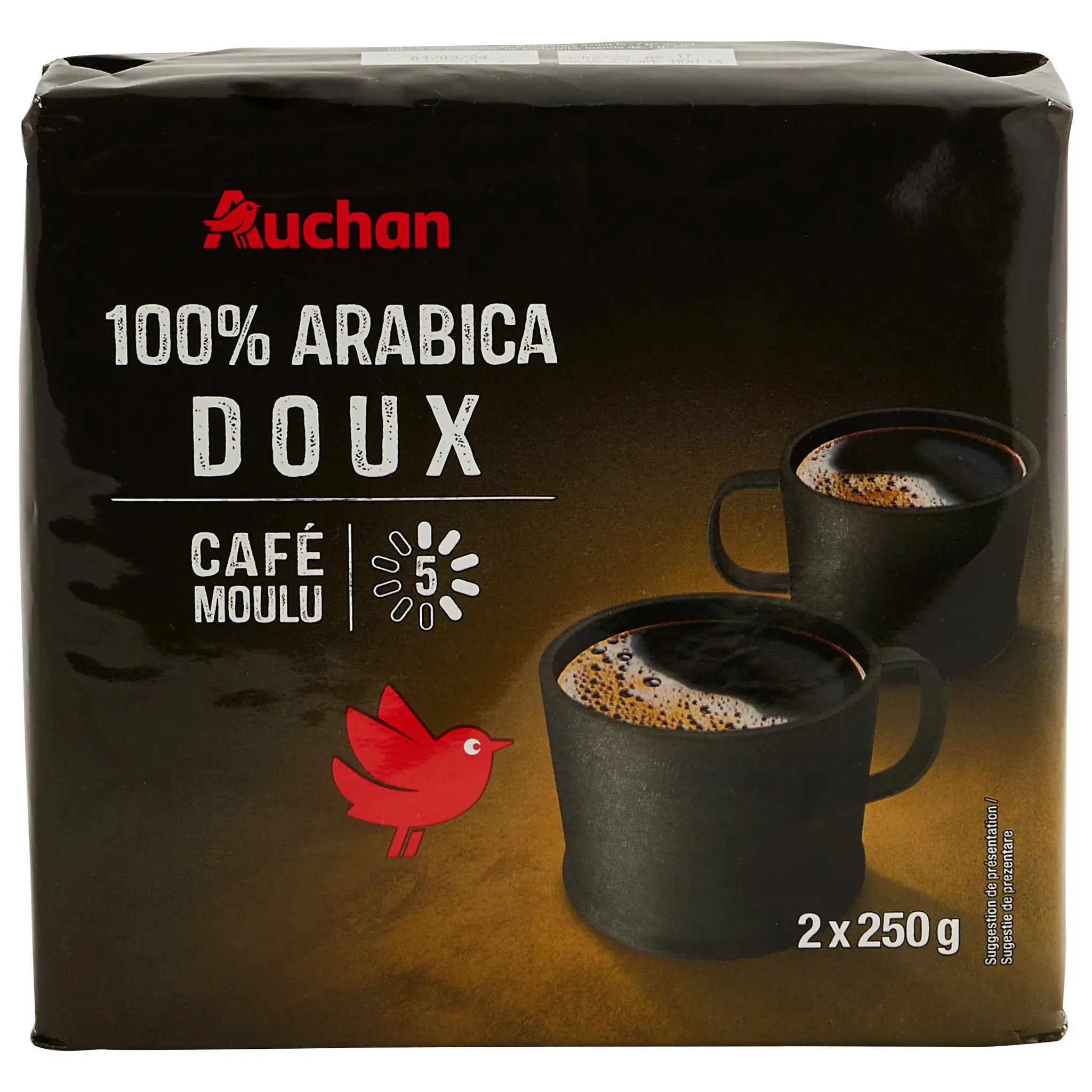 AUCHAN Café moulu dolce 100% arabica intensité 5