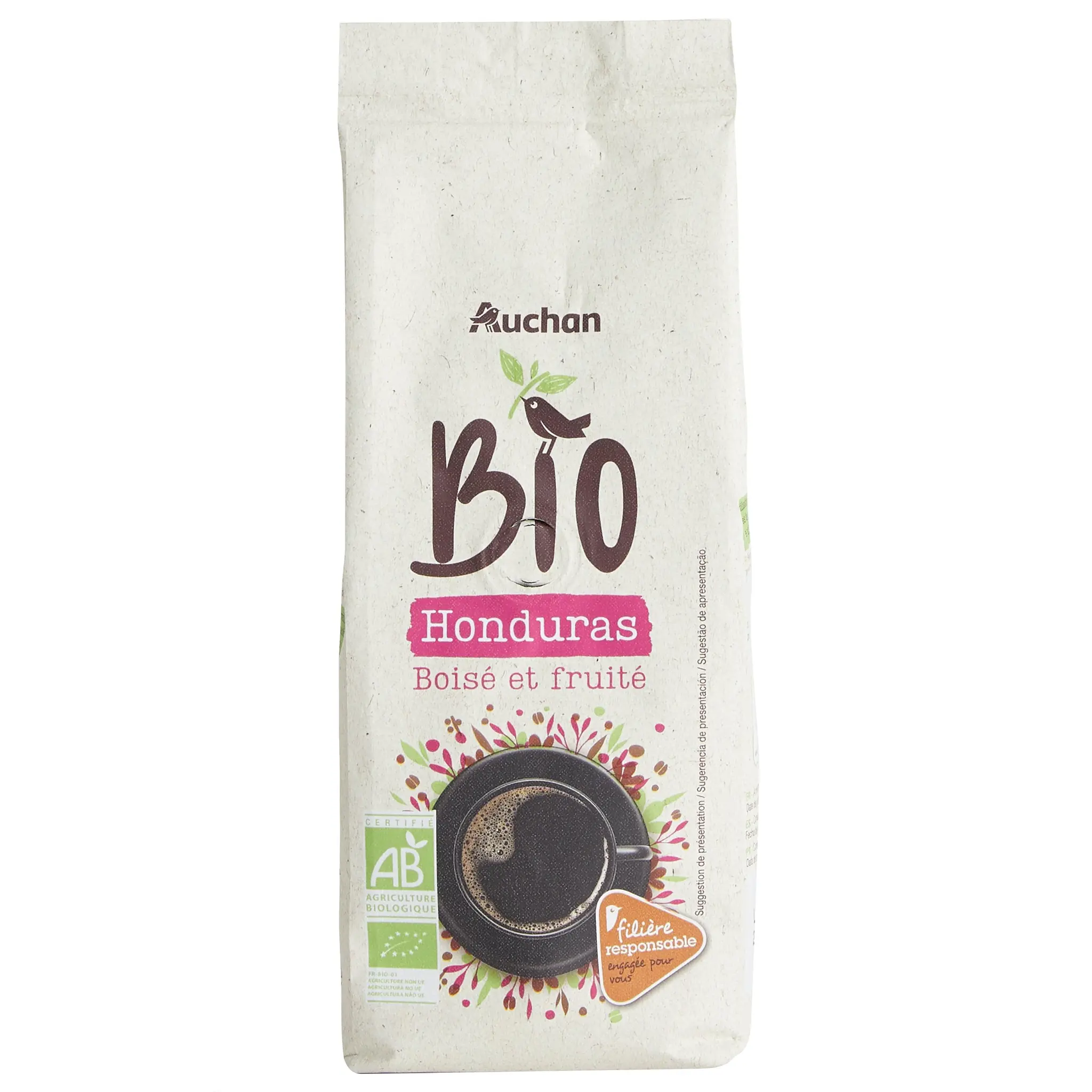 AUCHAN BIO CULTIVONS LE BON Café moulu Honduras boisé et fruité