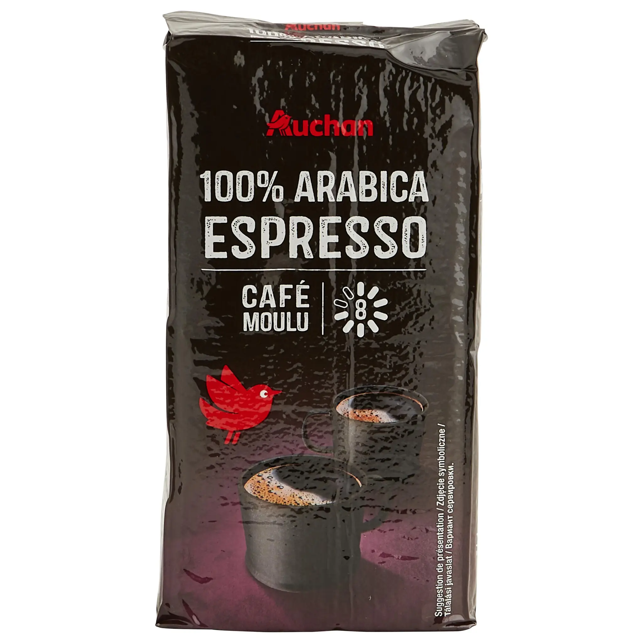 AUCHAN Café moulu espresso intensité 8 100% arabica