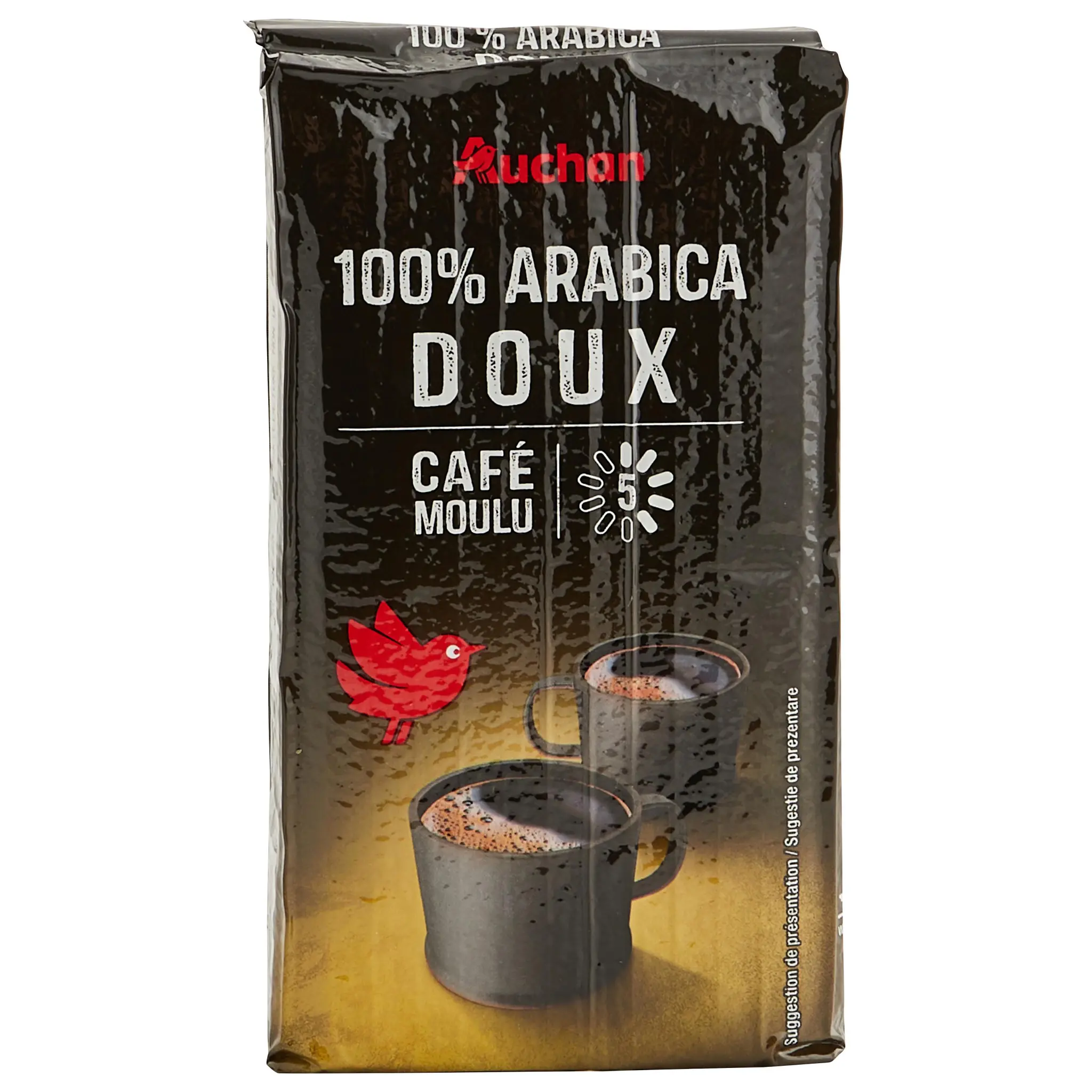 AUCHAN Café moulu 100% arabica doux intensité 5
