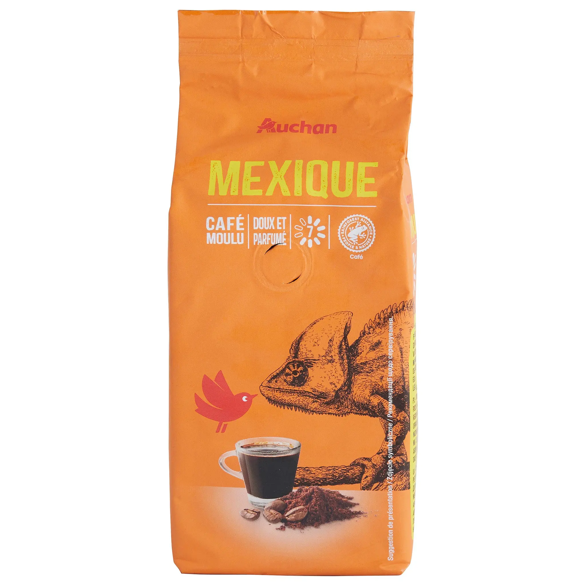 AUCHAN Café moulu sensation Mexico doux et parfumé arabica intensité 7