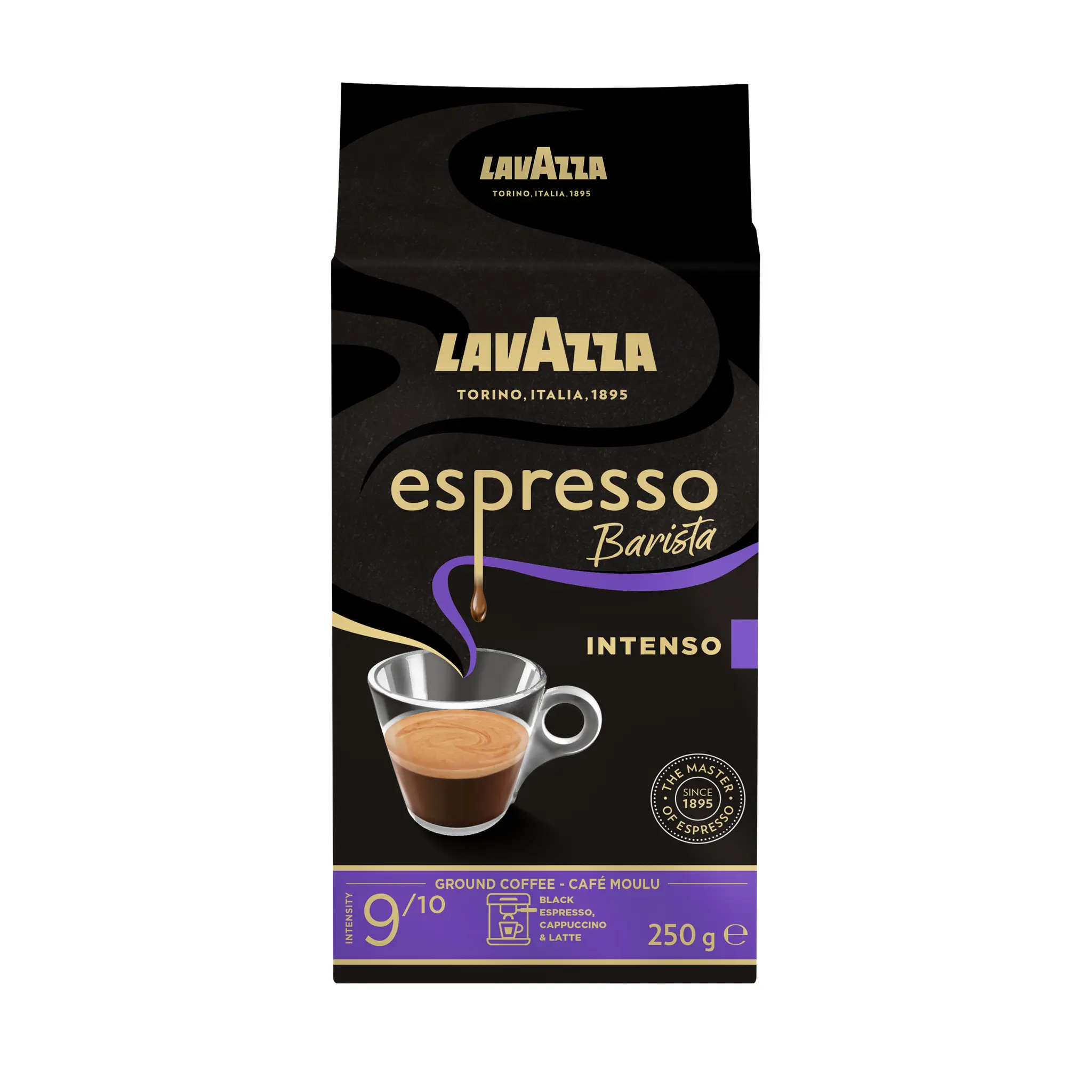 LAVAZZA Café moulu Espresso Barista pur arabica intensité 9