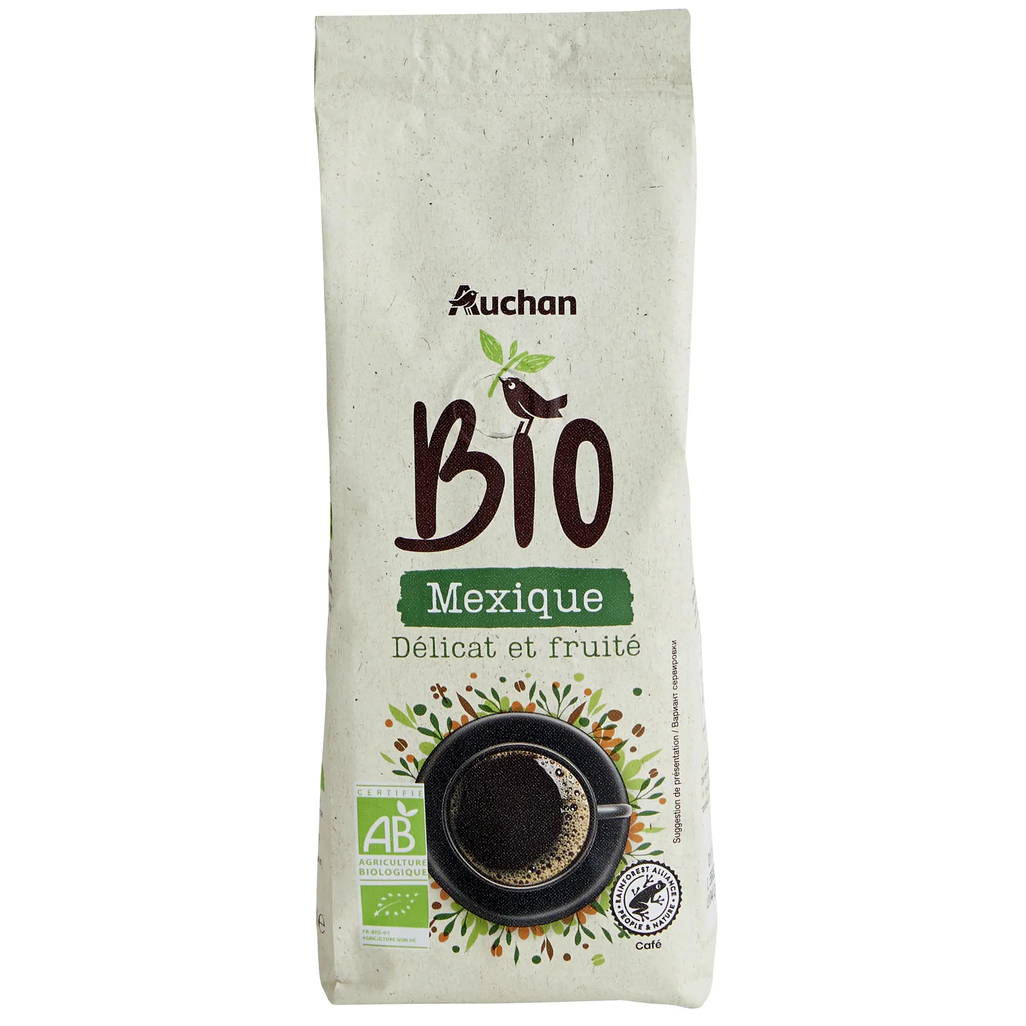 AUCHAN BIO Café moulu du Mexique délicat et fruité