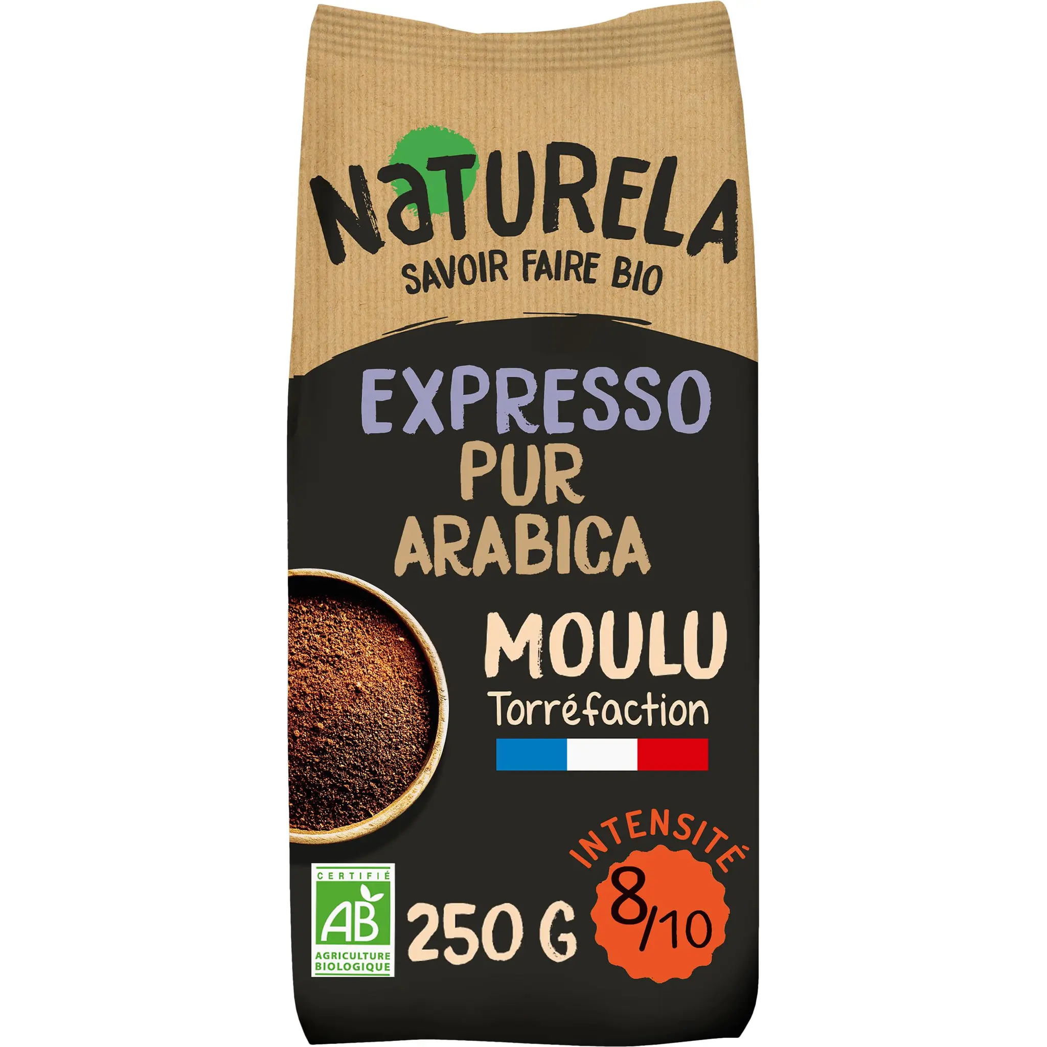 NATURELA Café moulu expresso pur arabica bio intensité 8