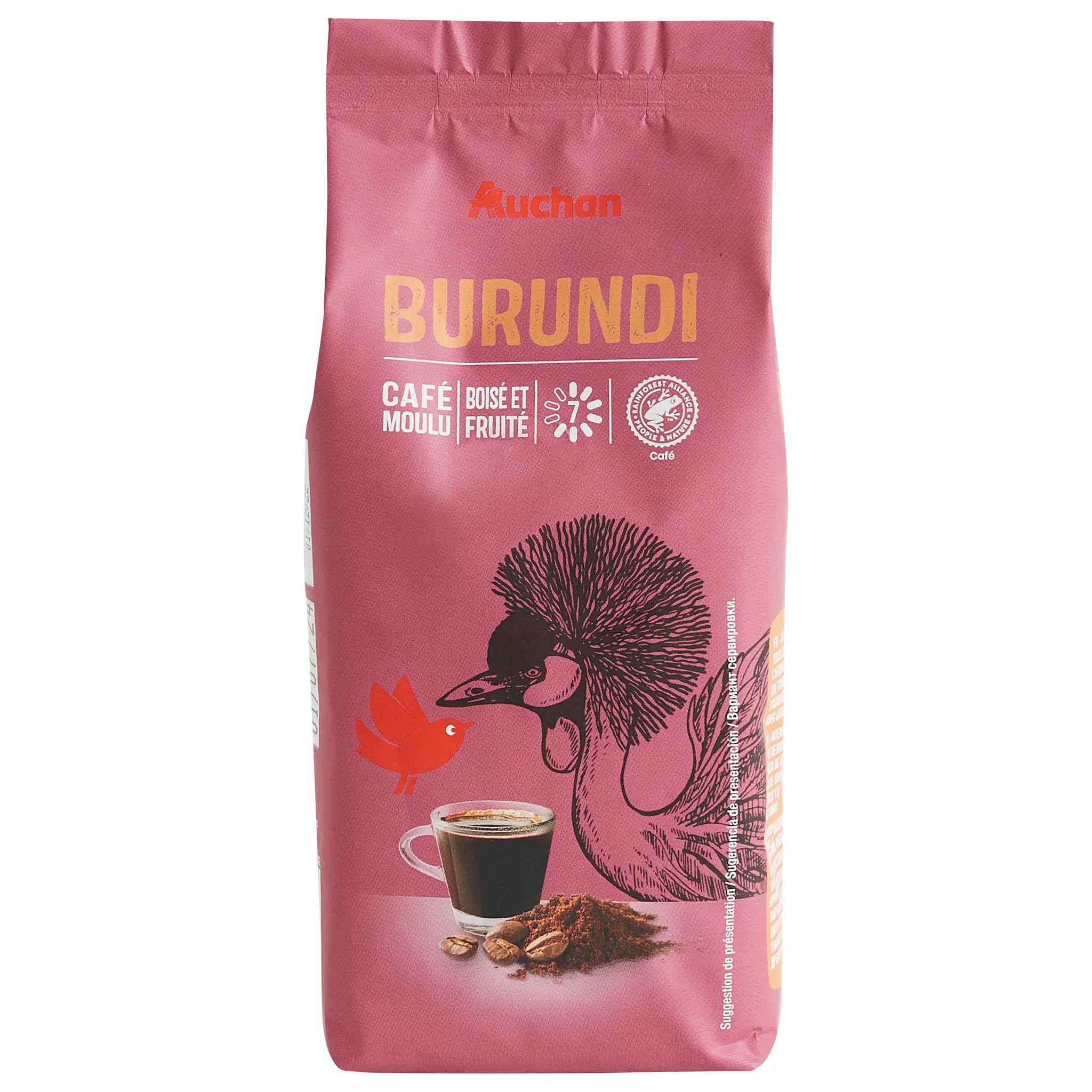 AUCHAN Café moulu sensation Burundi boisé et fruité arabica intensité 7