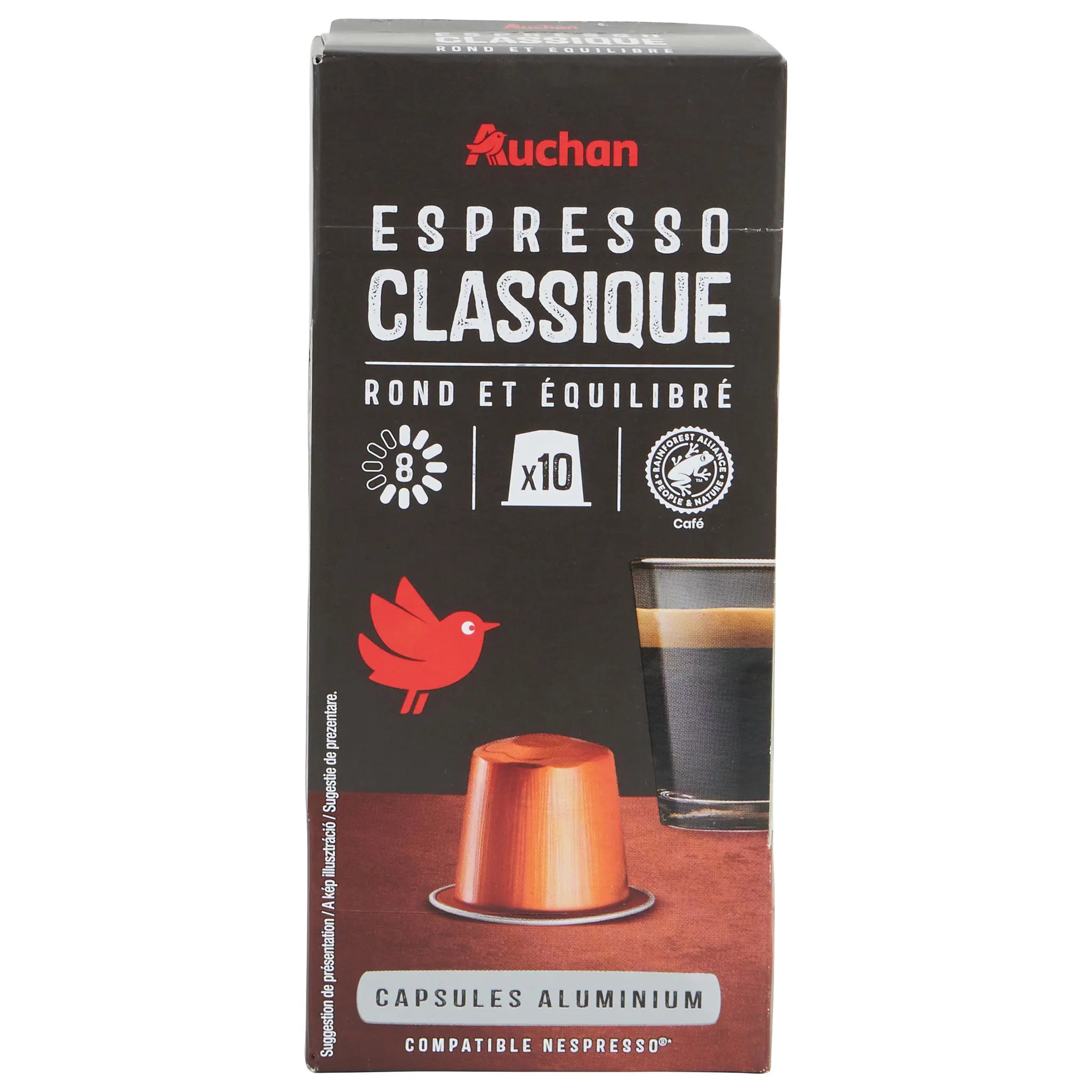 AUCHAN Capsules de café Espresso classico intensité 8 compatibles Nespresso