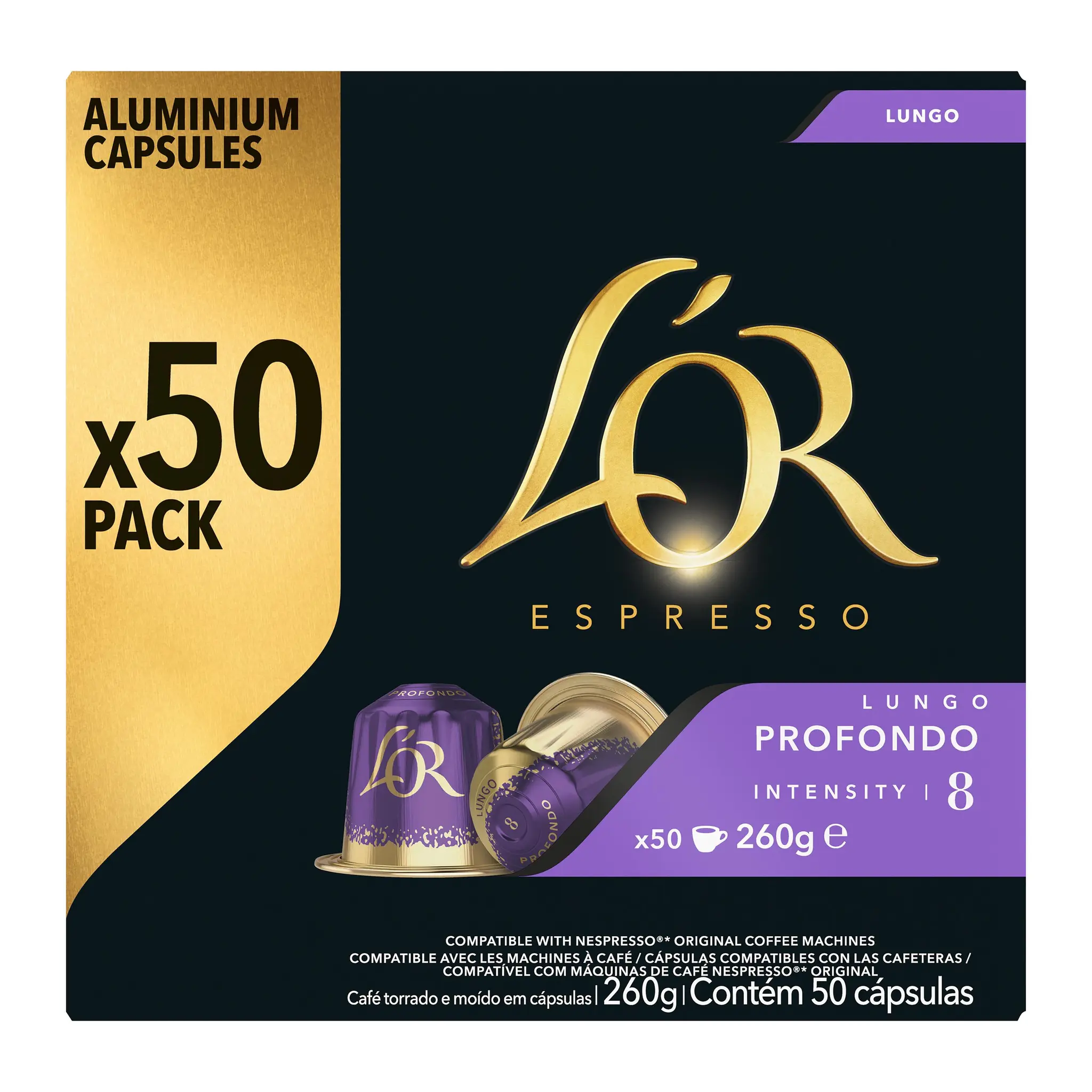L'OR Espresso Capsules de café lungo profondo intensité 8 compatibles Nespresso