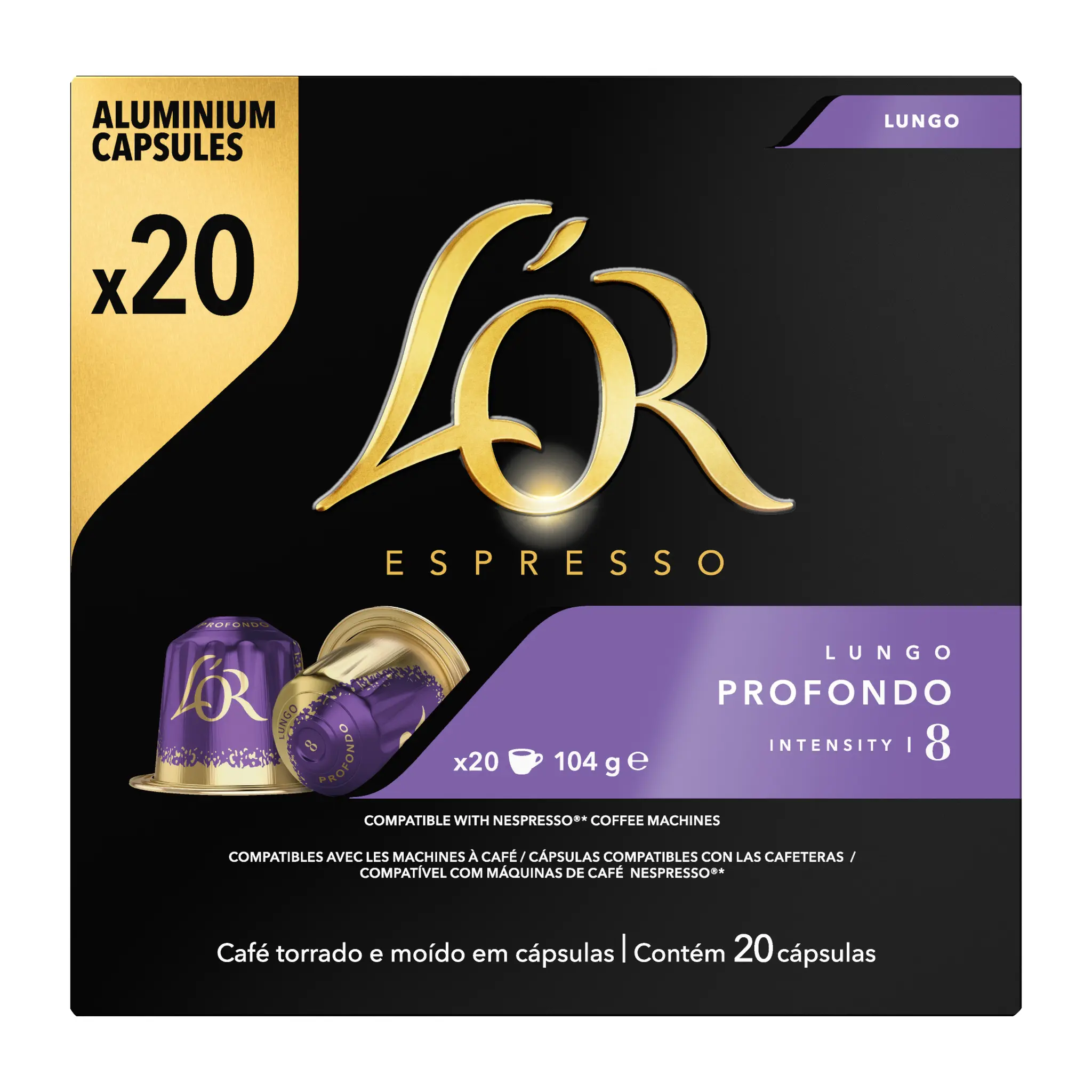 L'OR Espresso Capsules de café Lungo intensité 8 compatibles Nespresso