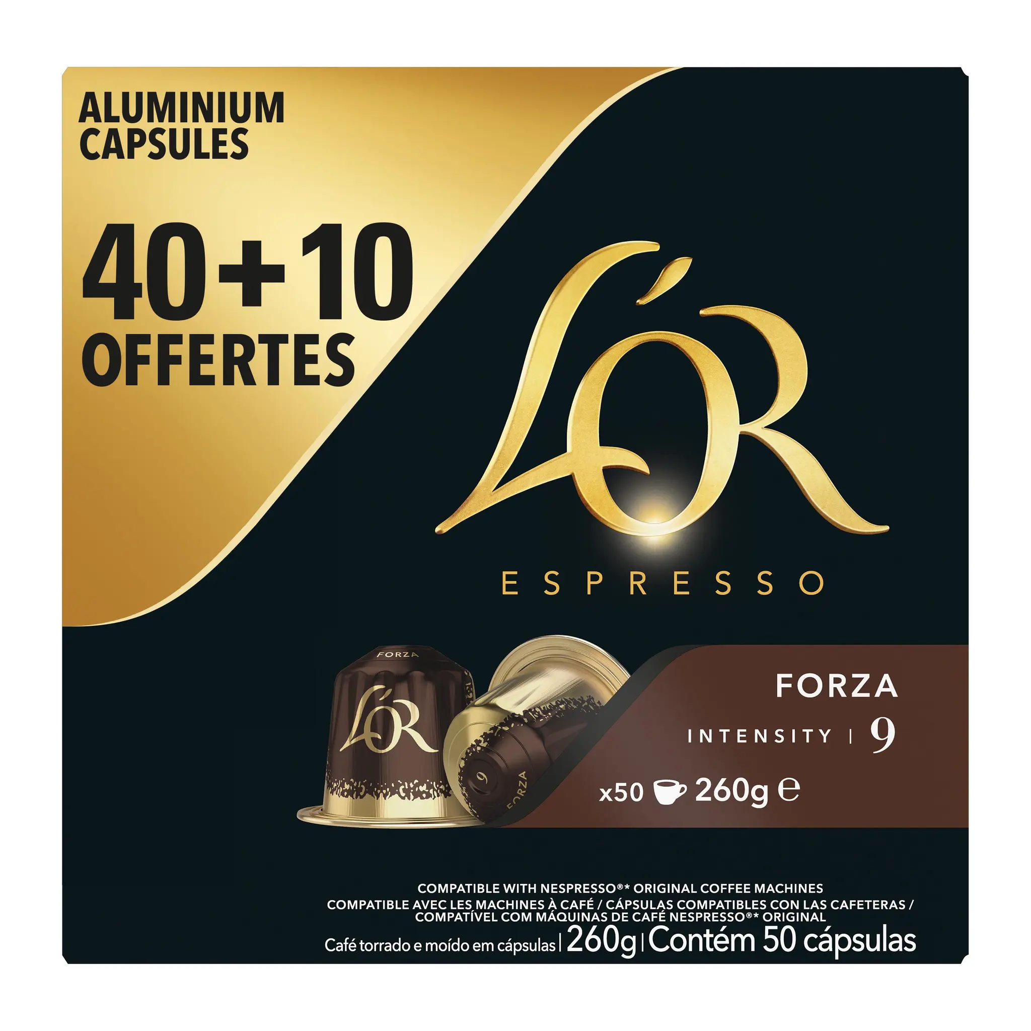 L'OR Espresso Capsules de café Forza intensité 9 compatibles Nespresso