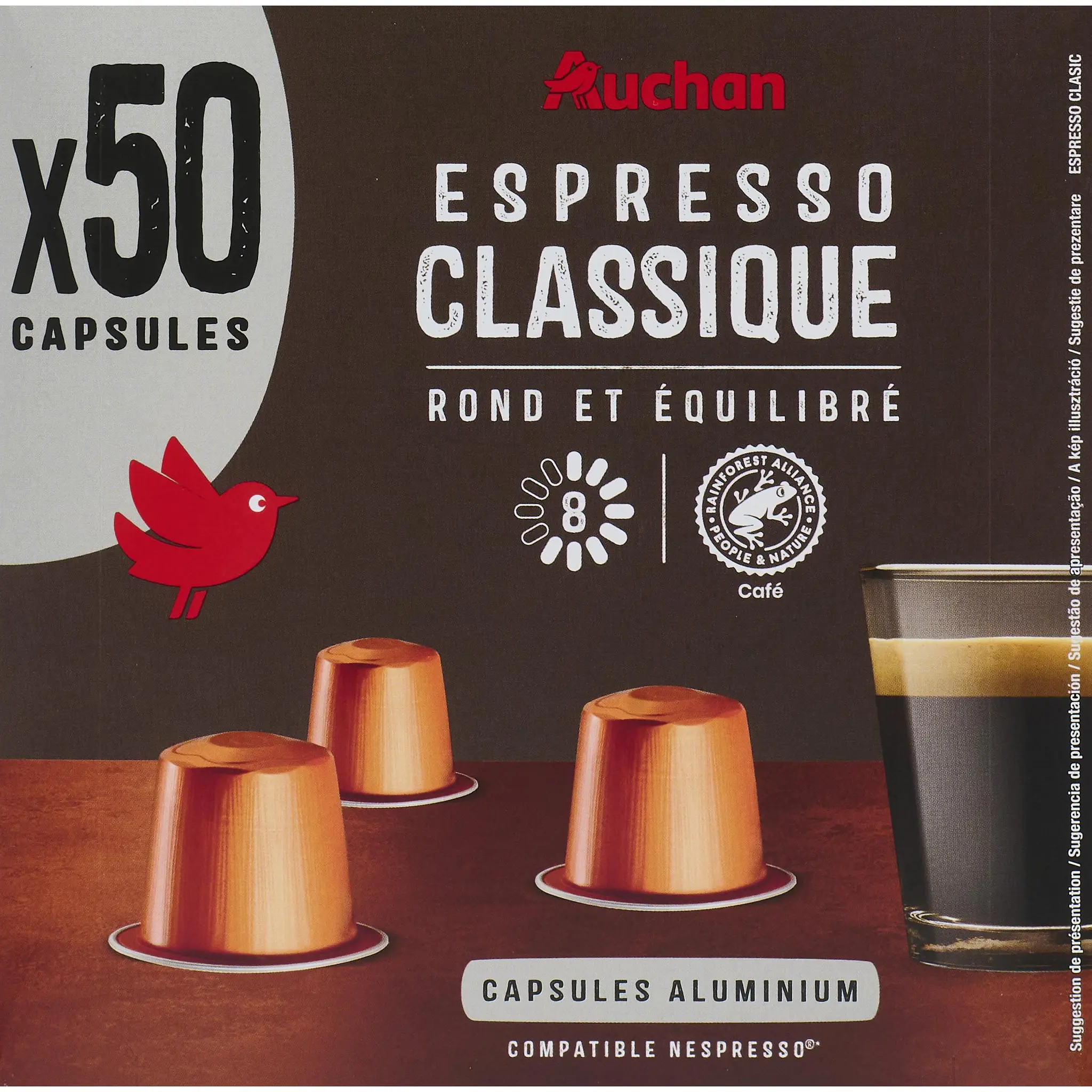 AUCHAN Capsules de café espresso classique compatibles Nespresso