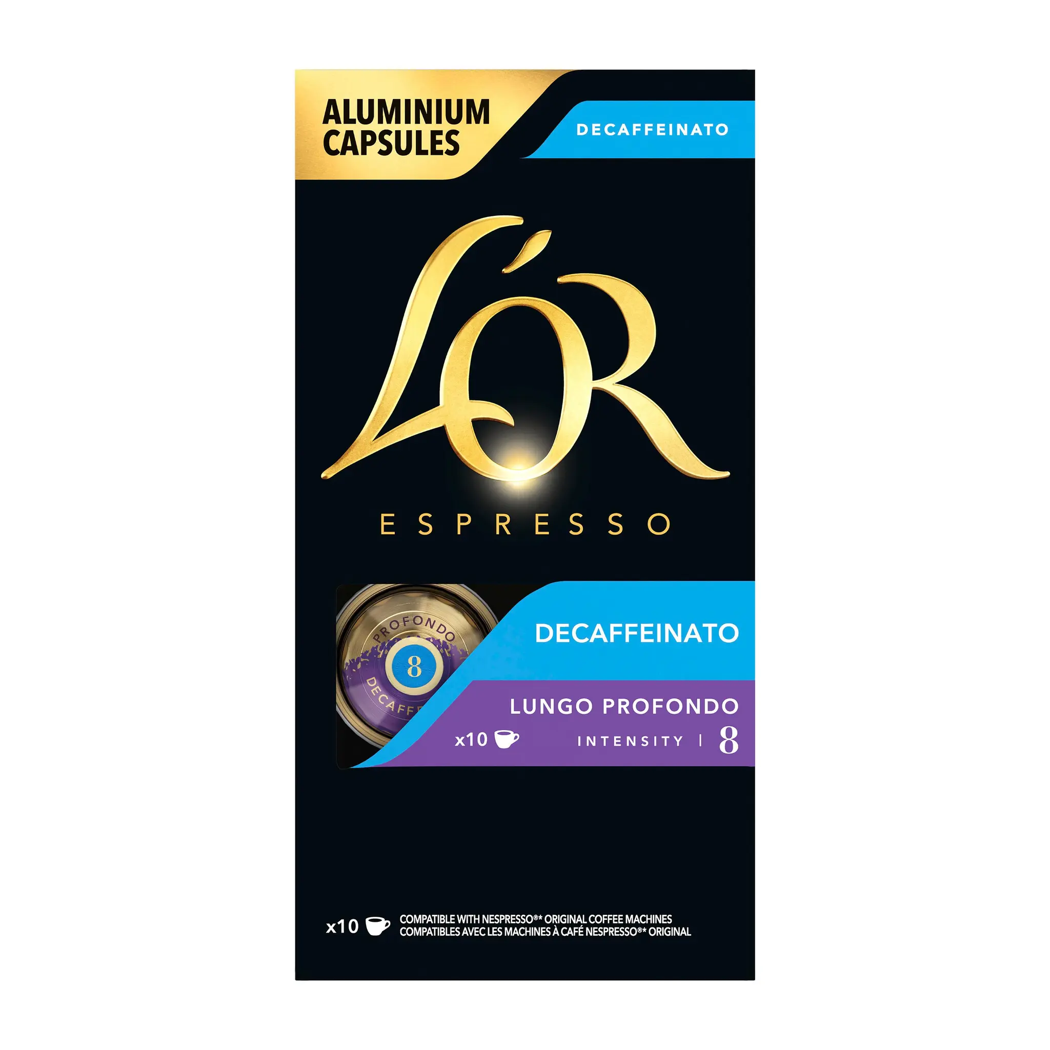 L'OR Espresso Capsules de café décaféiné Lungo Profondo intensité 8 compatibles Nespresso
