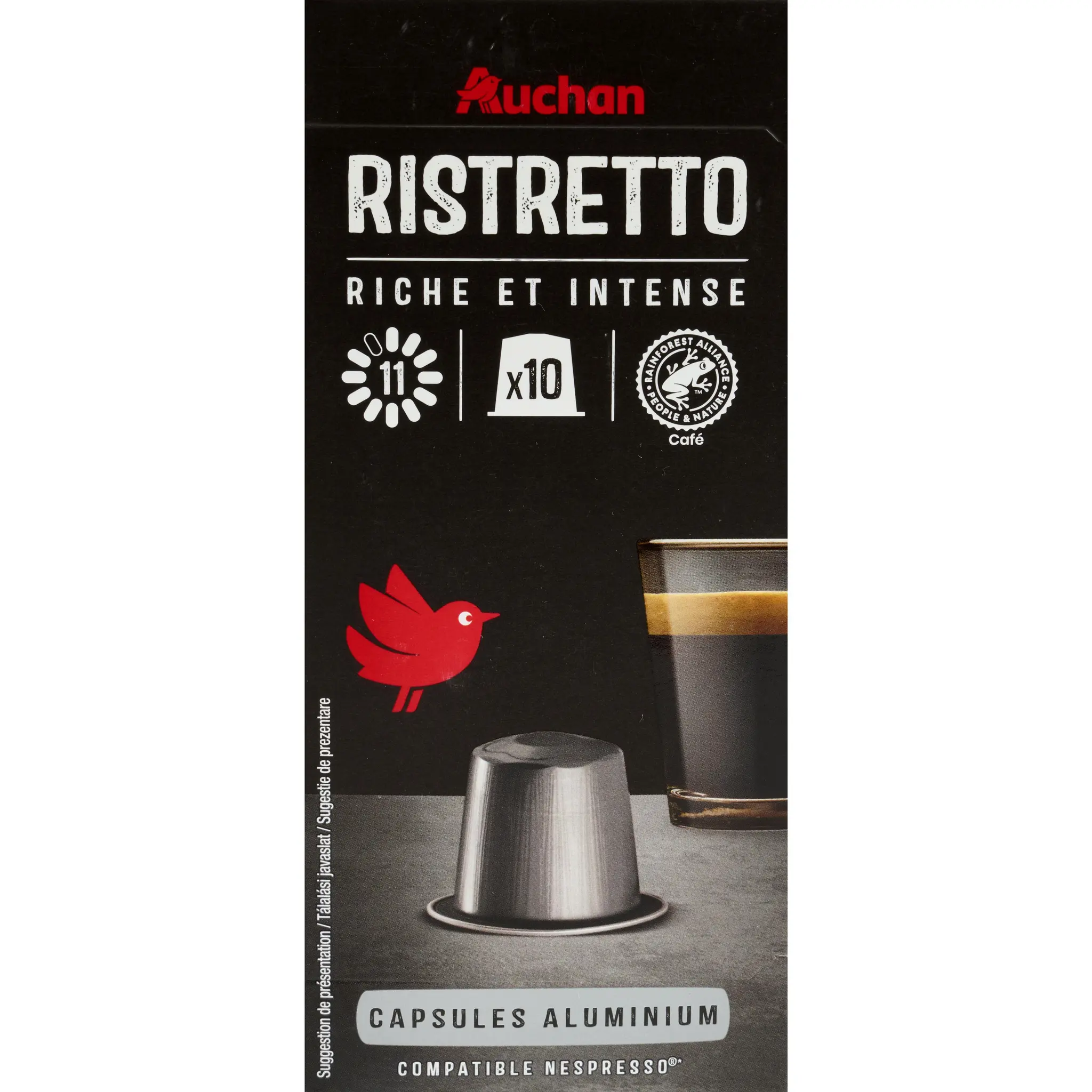 AUCHAN Capsules de café ristretto n°11 compatibles Nespresso