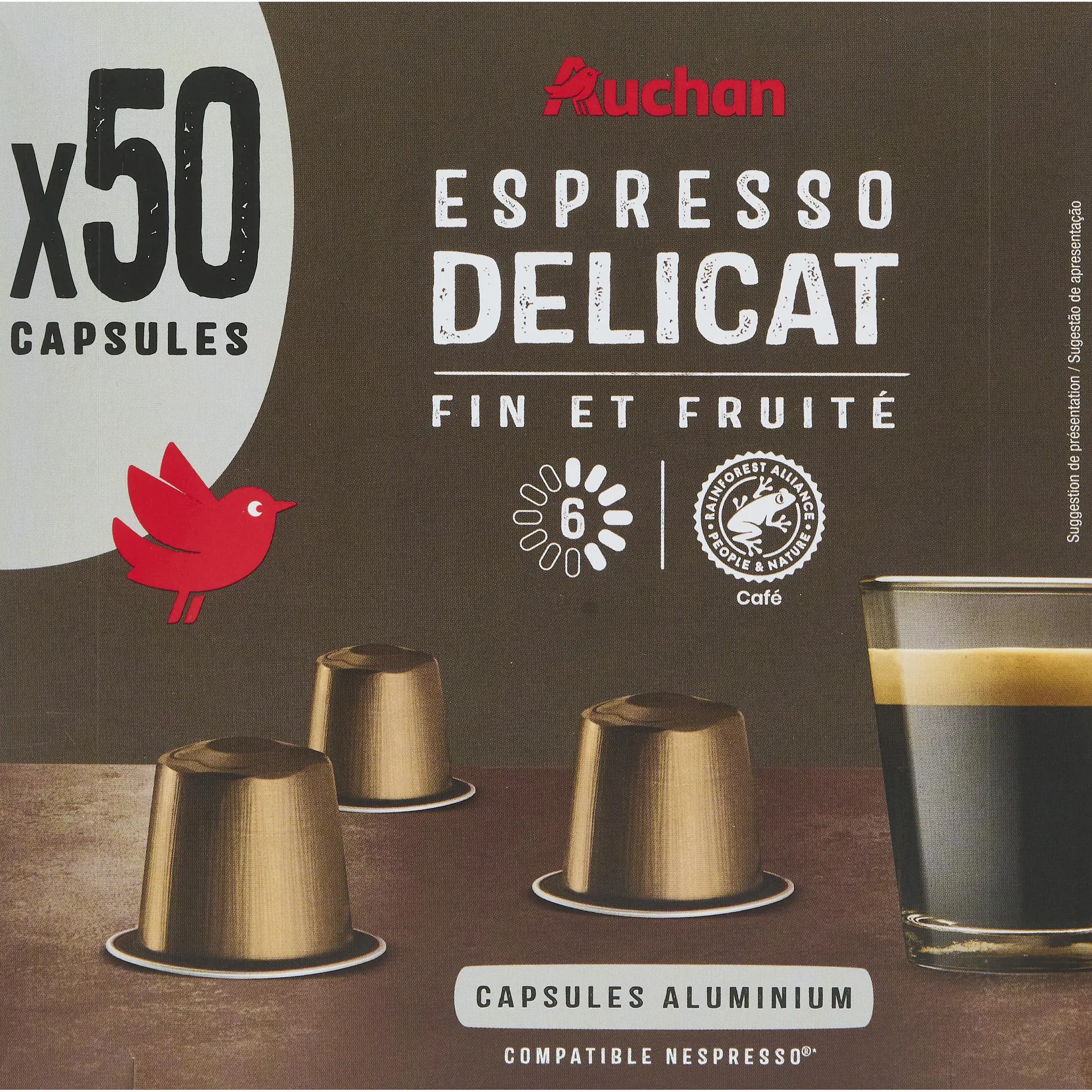 AUCHAN Capsules de café espresso délicat compatibles Nespresso