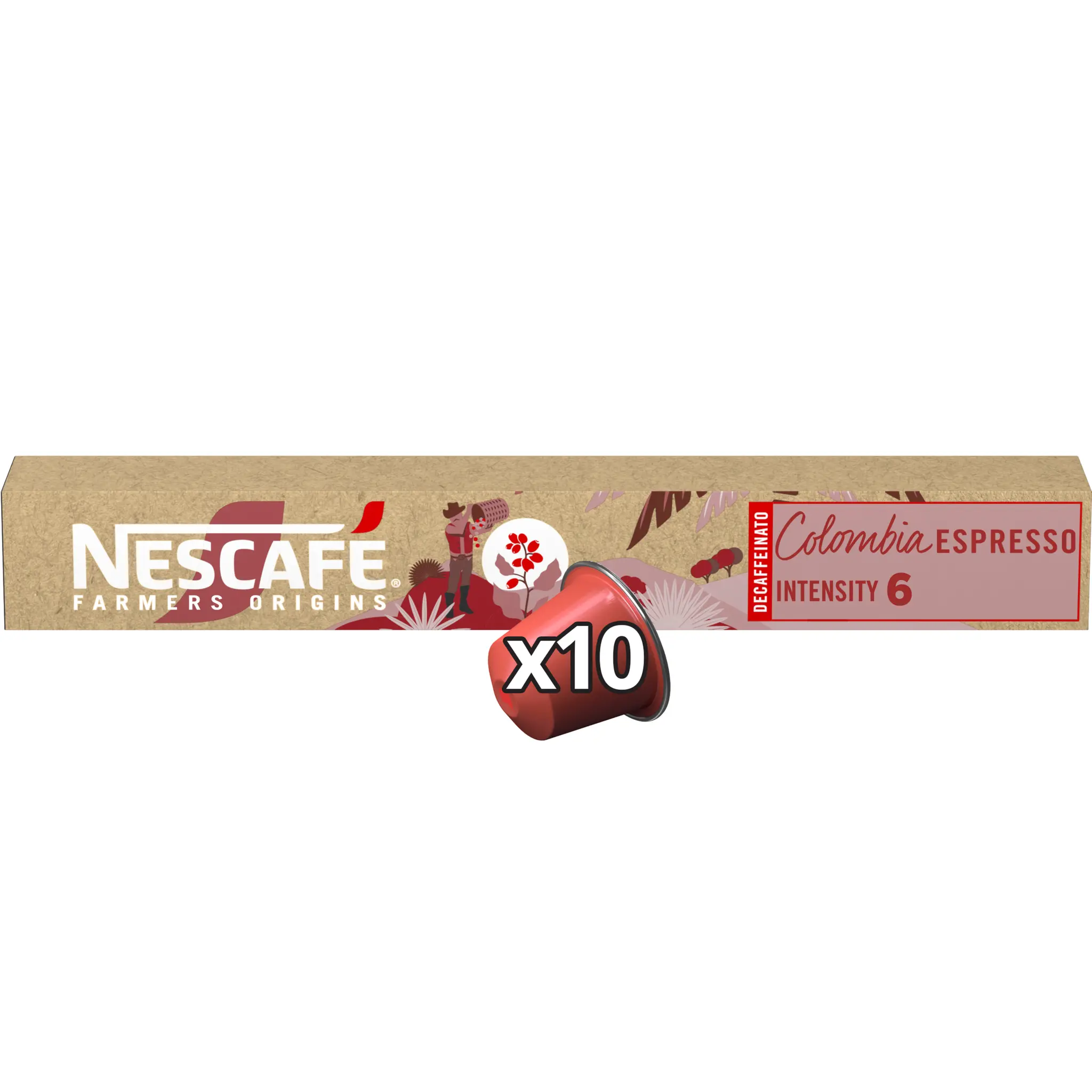 NESCAFE Capsules de café Colombia Espresso Decaffeinato Farmers Origins intensité 6 compatibles Nespresso