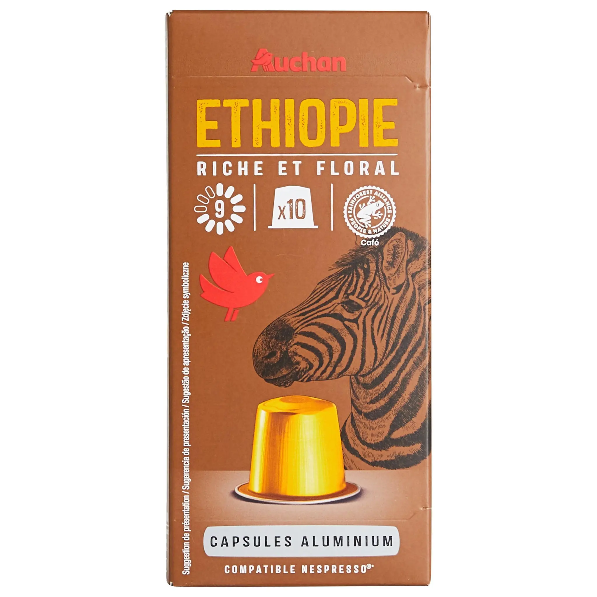AUCHAN Capsules de café Ethiopie riche et floral intensité 9 compatibles Nespresso