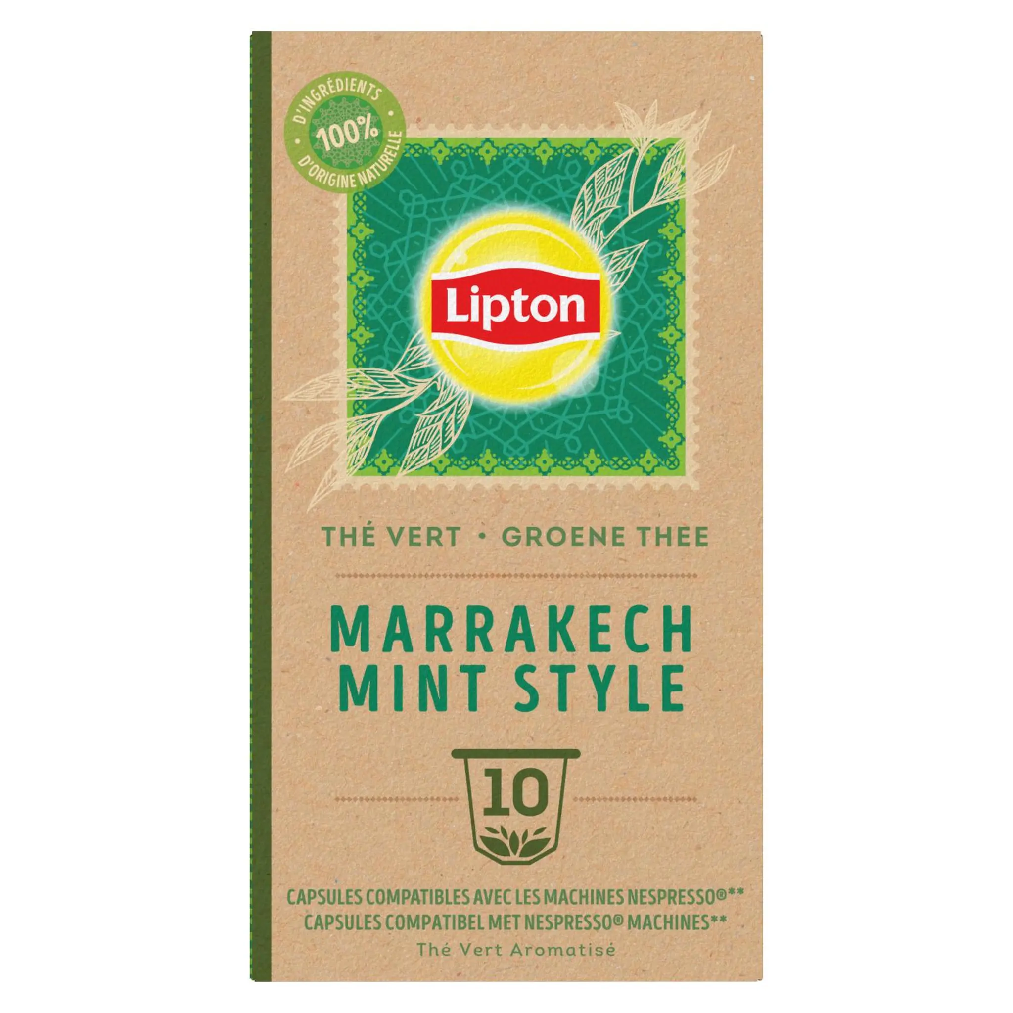 LIPTON Thé vert en capsules Marrakech Mint Style compatibles machines Nespresso