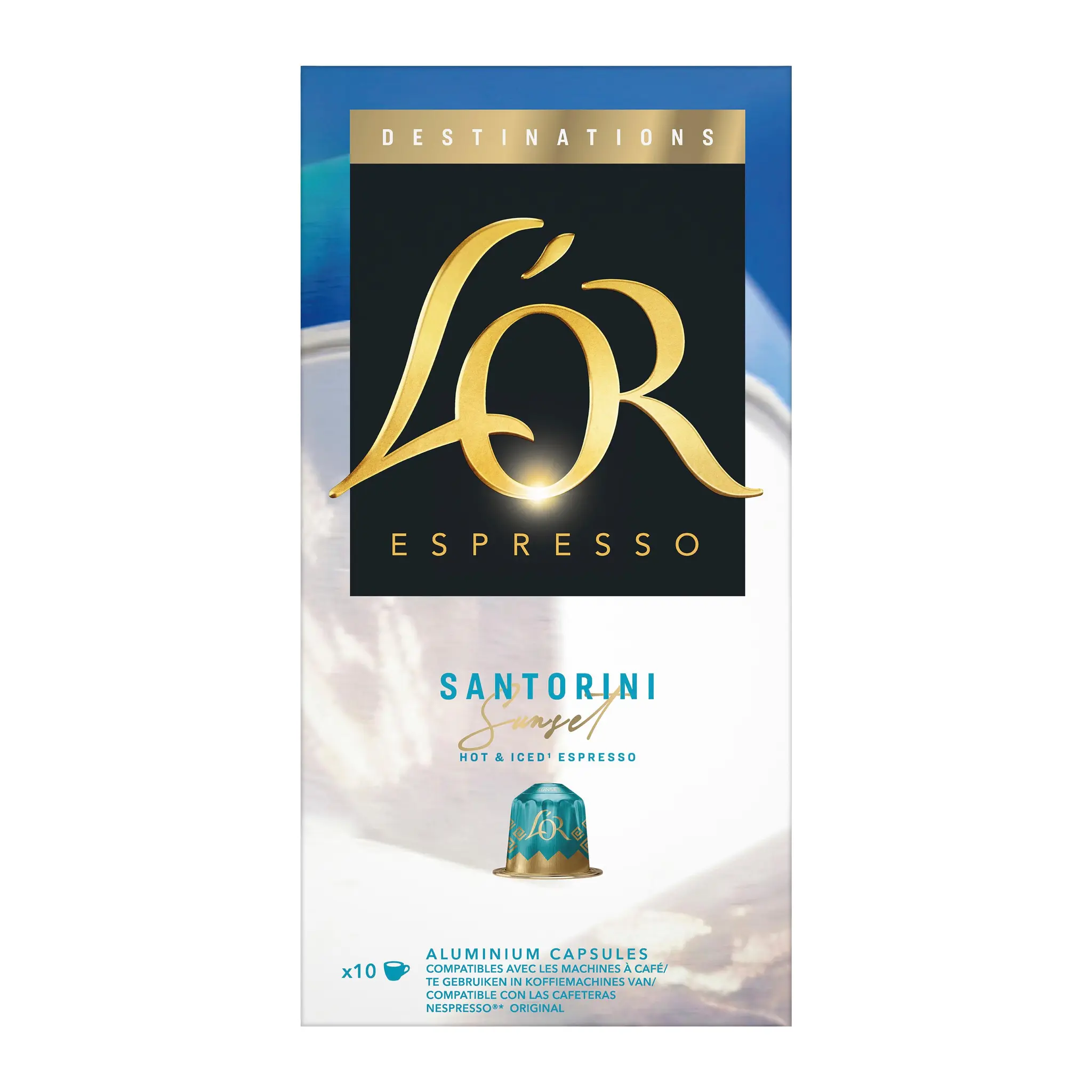 L'OR Capsules de café espresso Santorini Sunset compatible Nespresso à déguster chaud ou froid