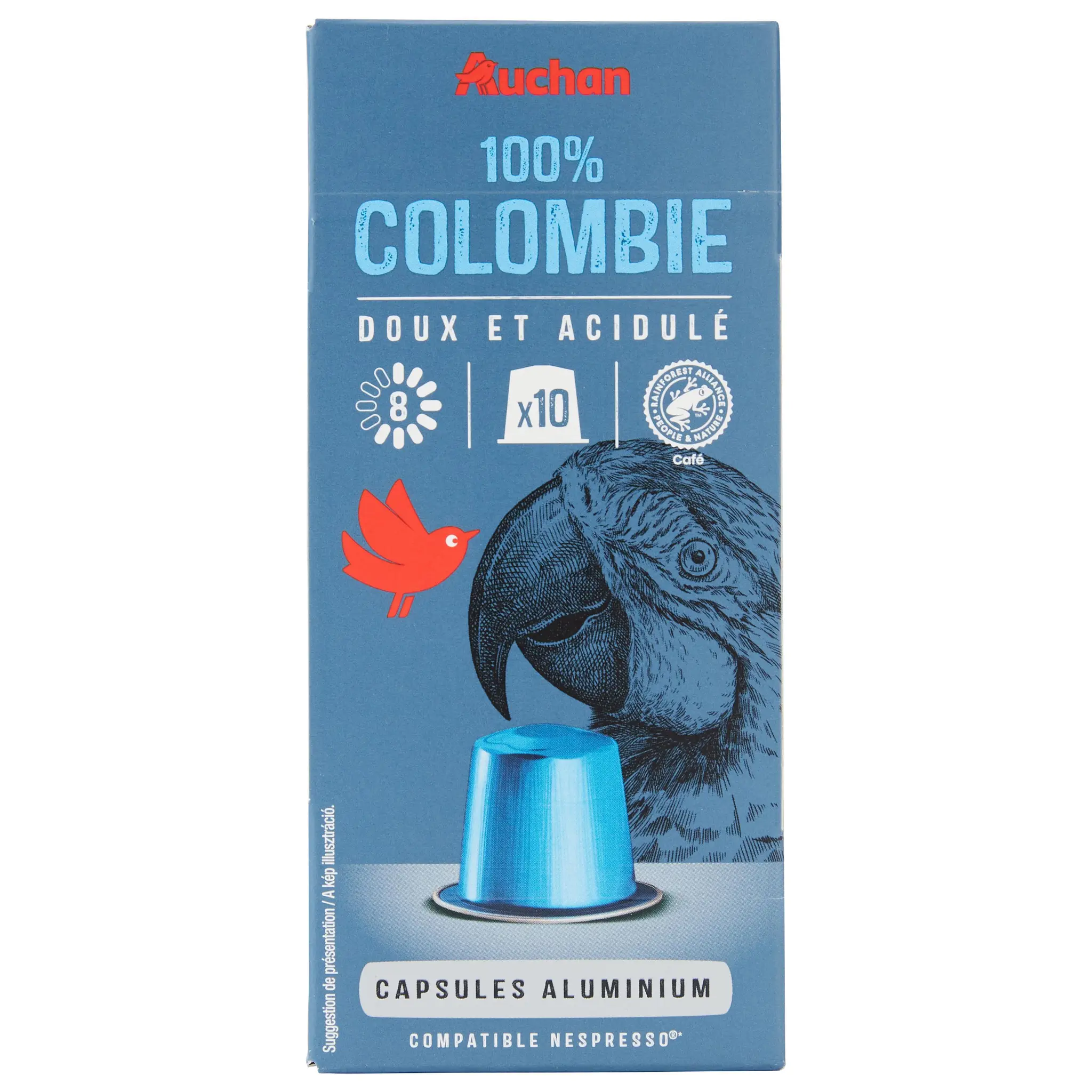 AUCHAN Capsules de café pur arabica Colombie intensité 8 compatibles Nespresso