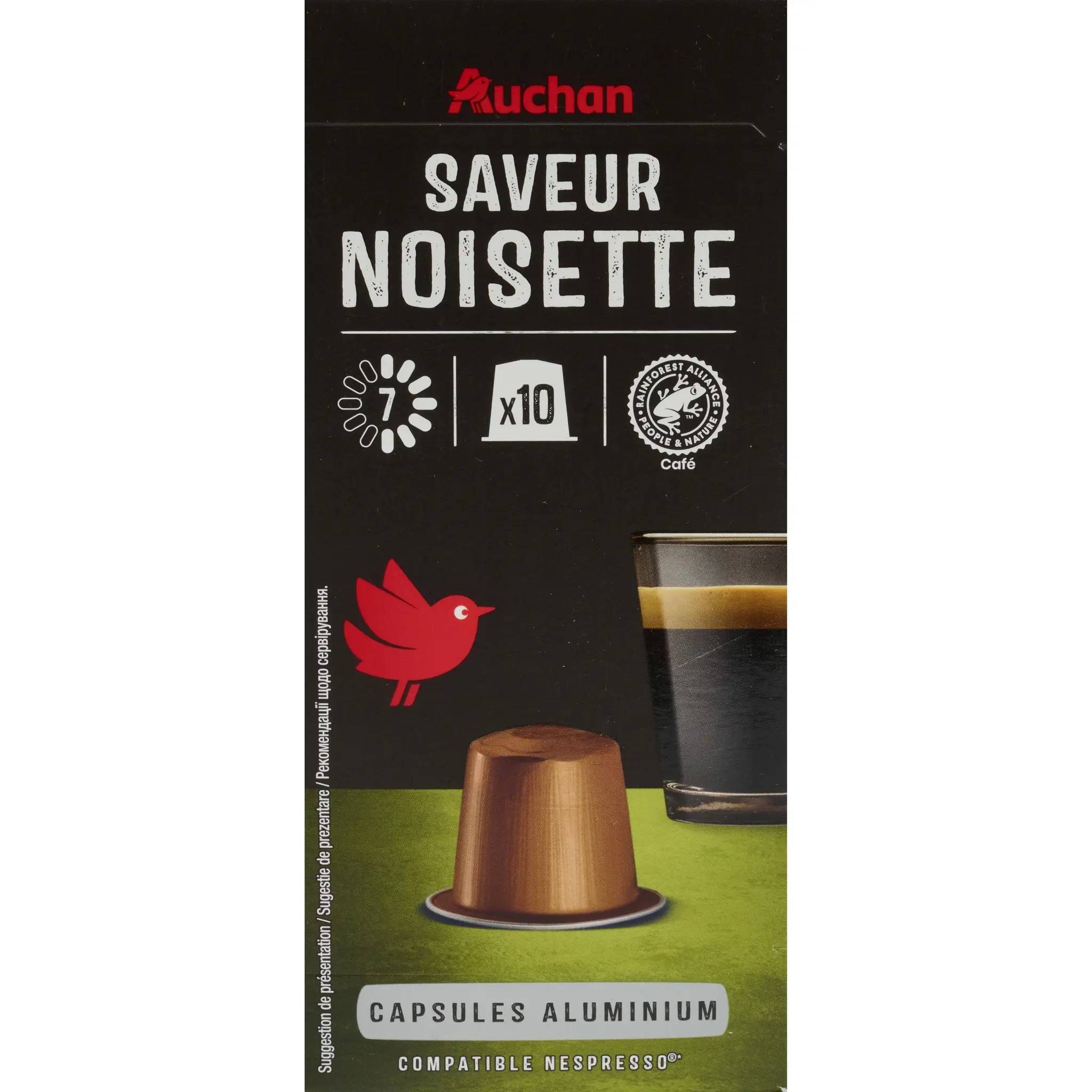 AUCHAN Capsules de café saveur noisette intensité 7 compatibles Nespresso
