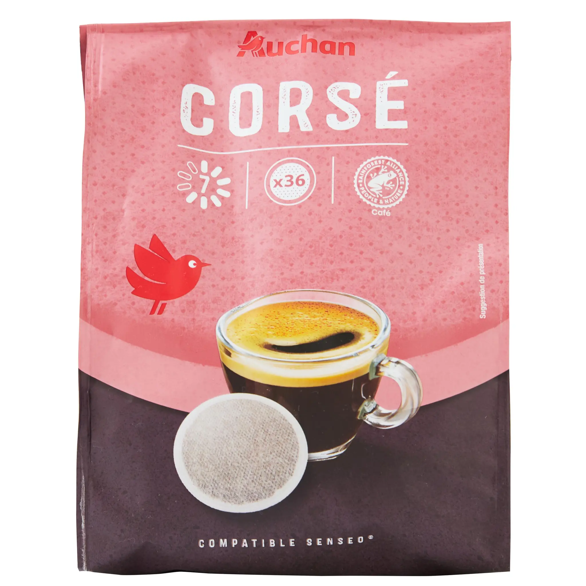 AUCHAN Dosettes de café corsé intensité 7 compatibles Senseo