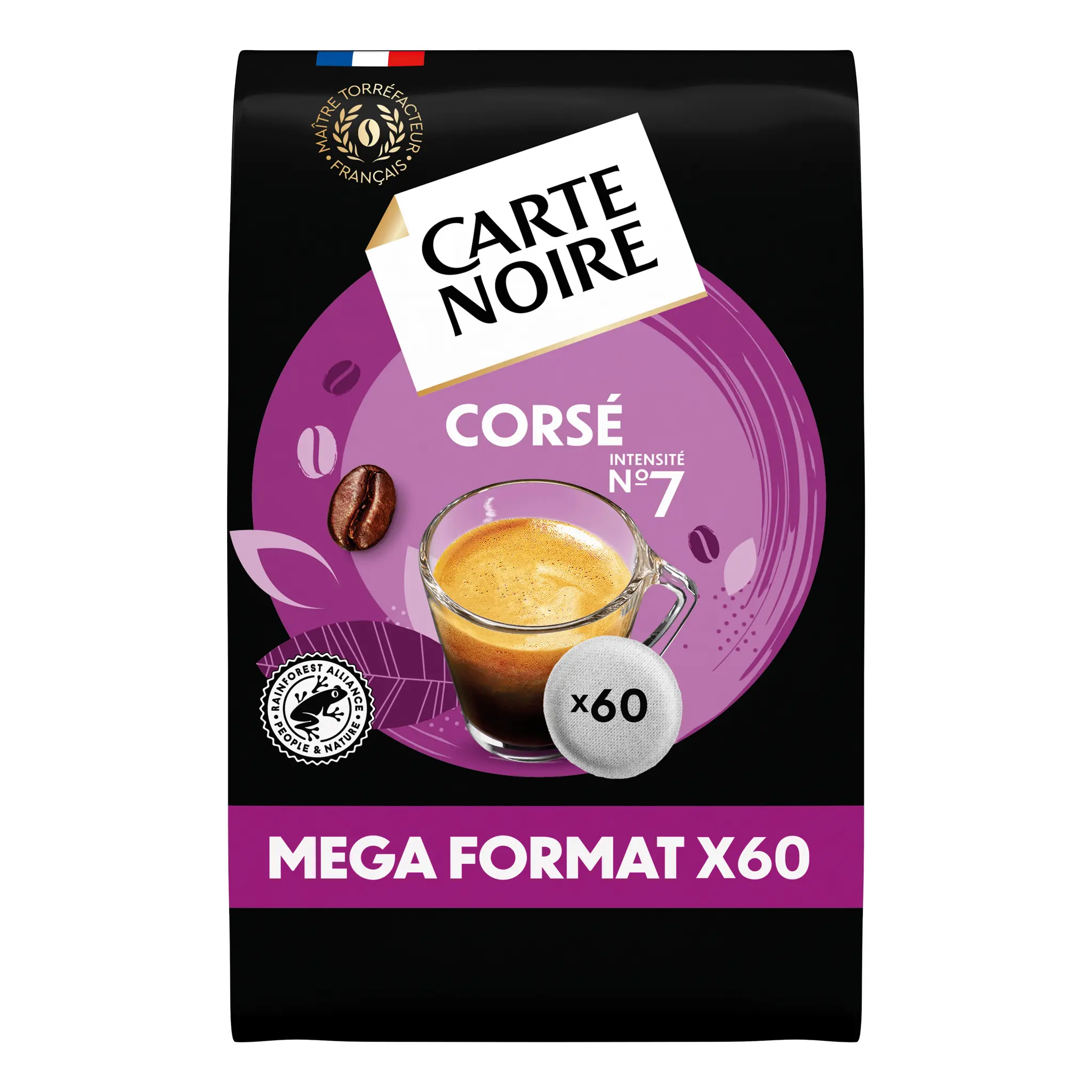 CARTE NOIRE Dosettes de café corsé intensité 7 compatibles Senseo