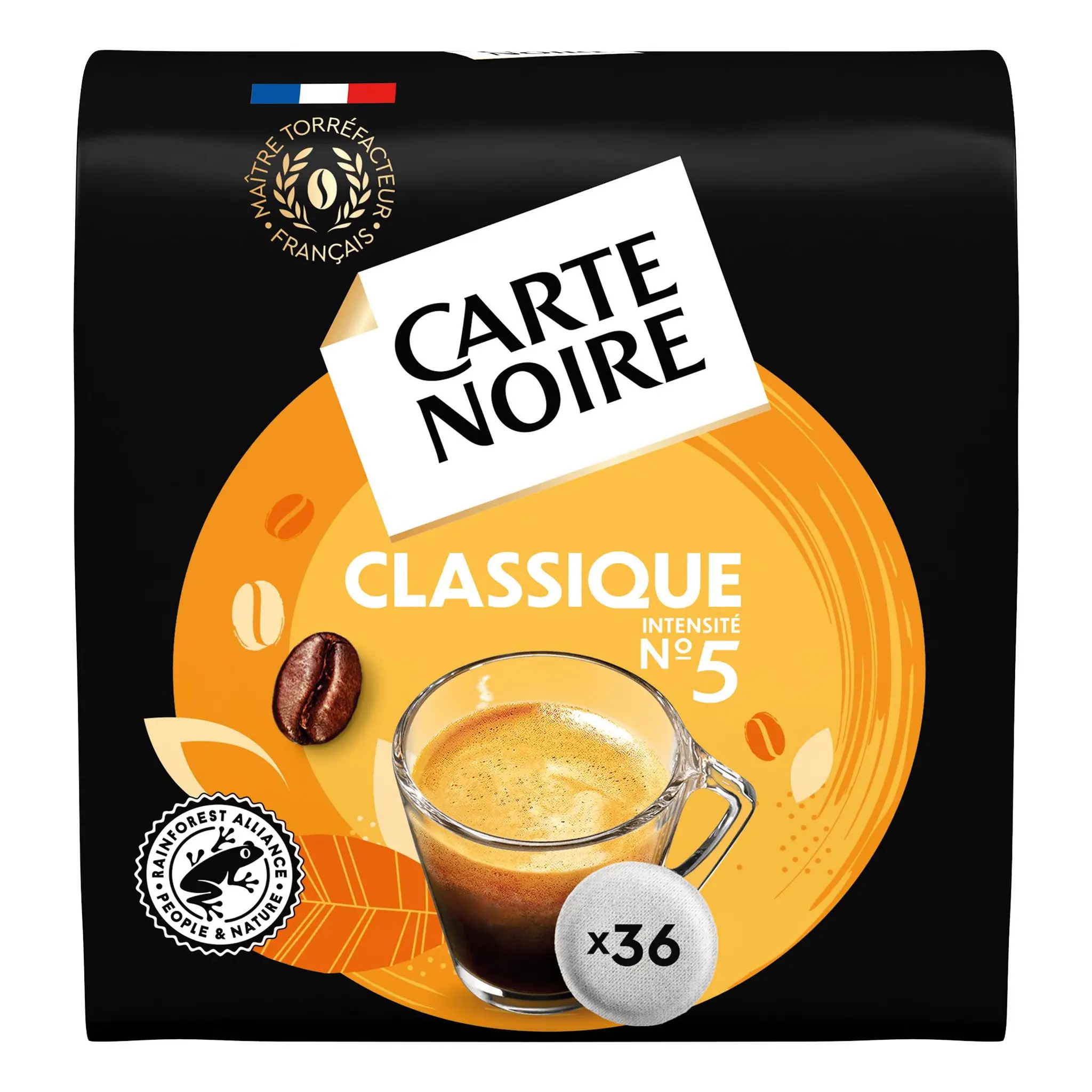 CARTE NOIRE Dosettes de café classique intensité 5 compatibles Senseo