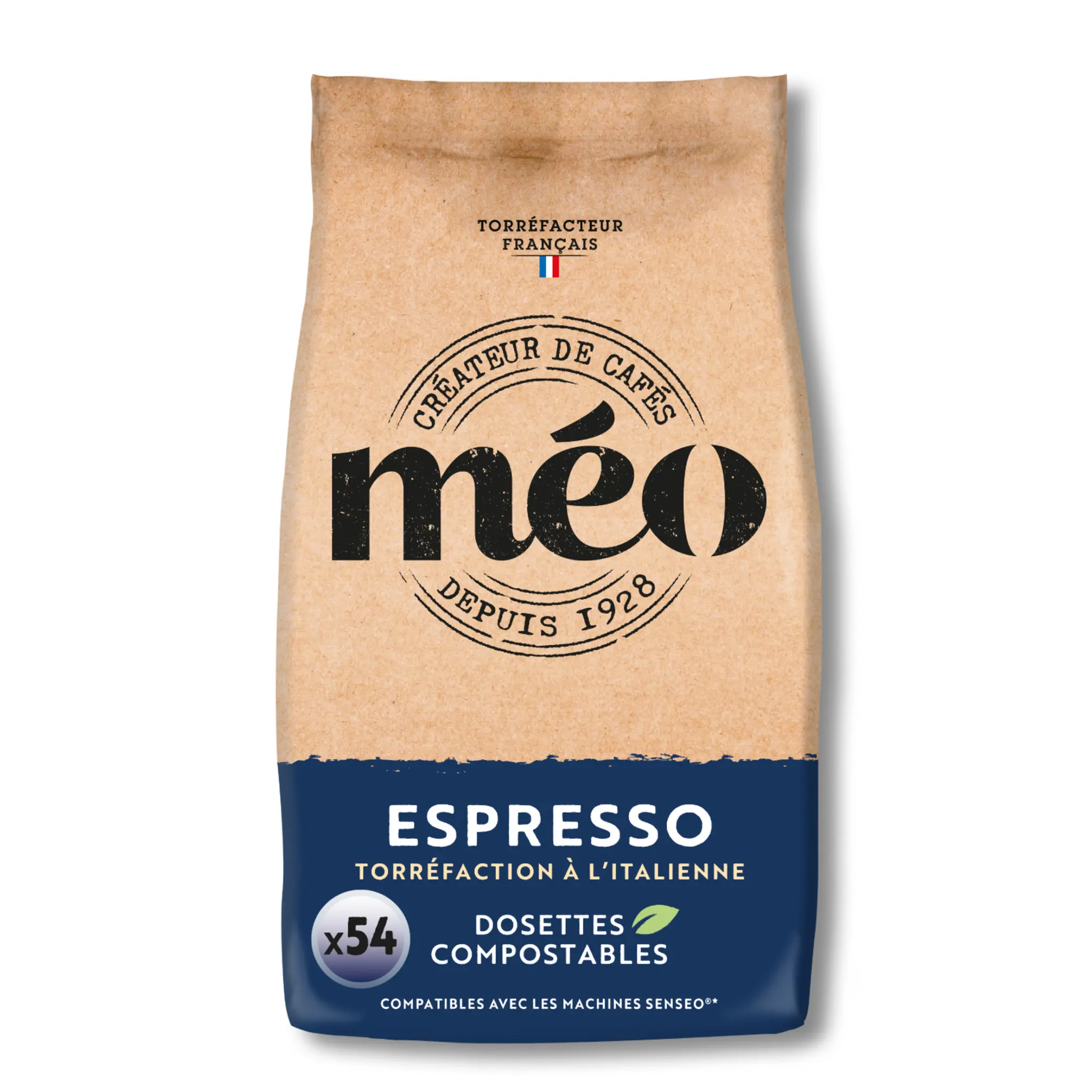 MEO Dosettes de café espresso torréfaction à l'italienne compatible Senseo