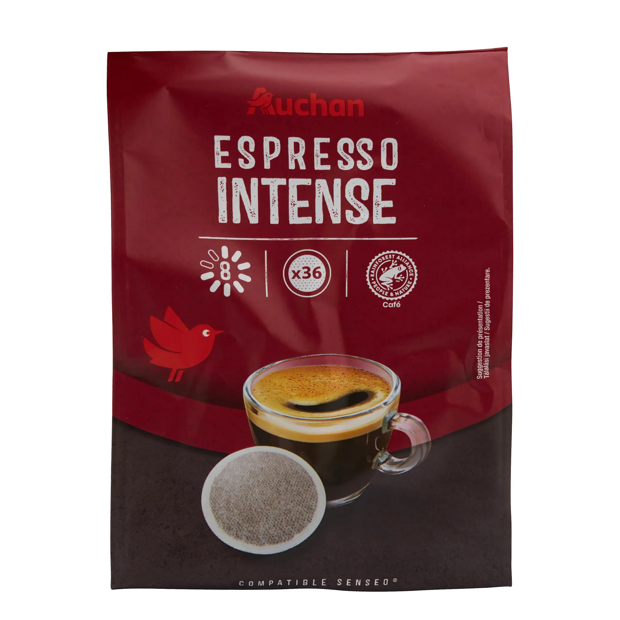 AUCHAN Dosettes de café espresso intense